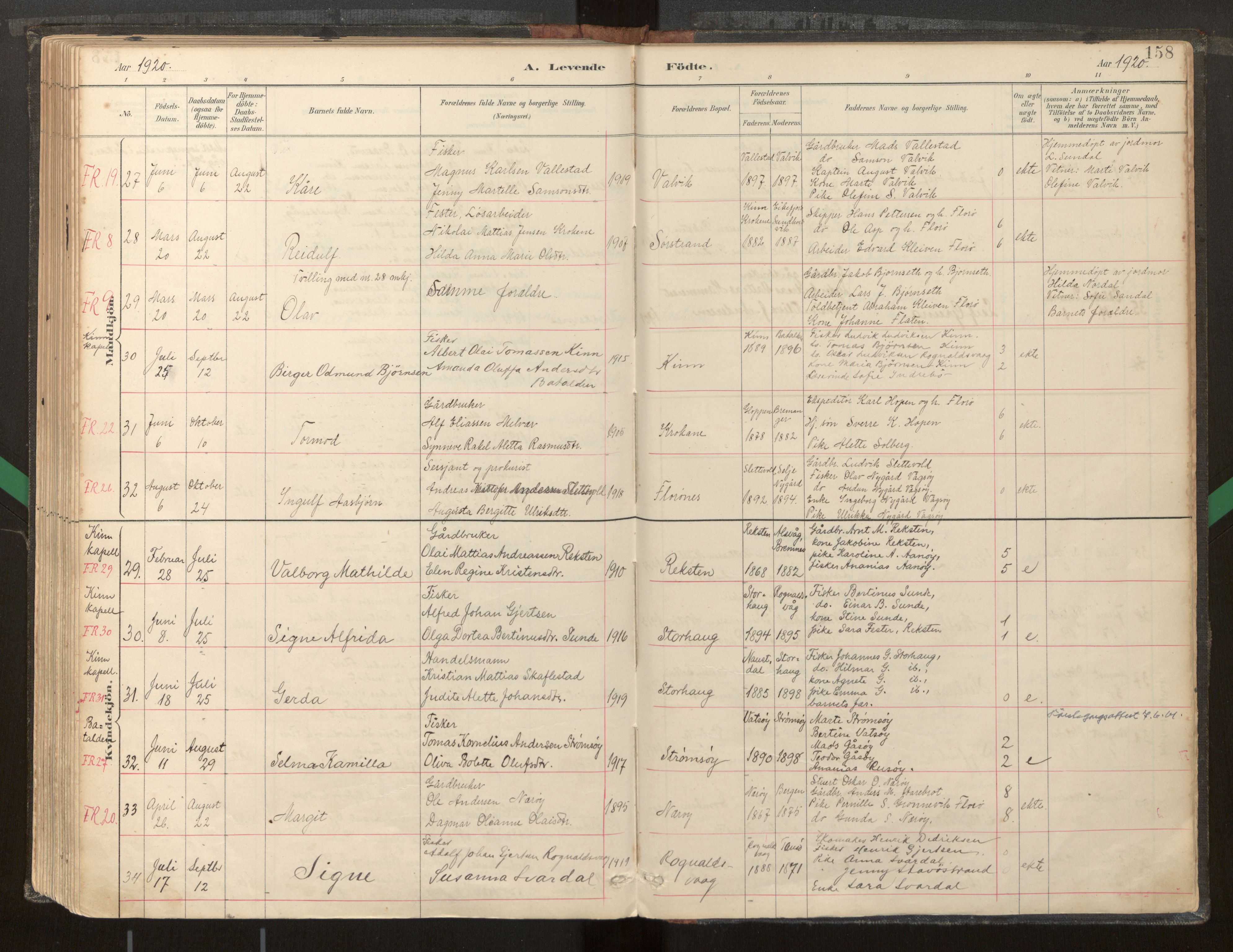 Kinn sokneprestembete, AV/SAB-A-80801/H/Haa/Haab/L0001: Parish register (official) no. B 1, 1886-1921, p. 158