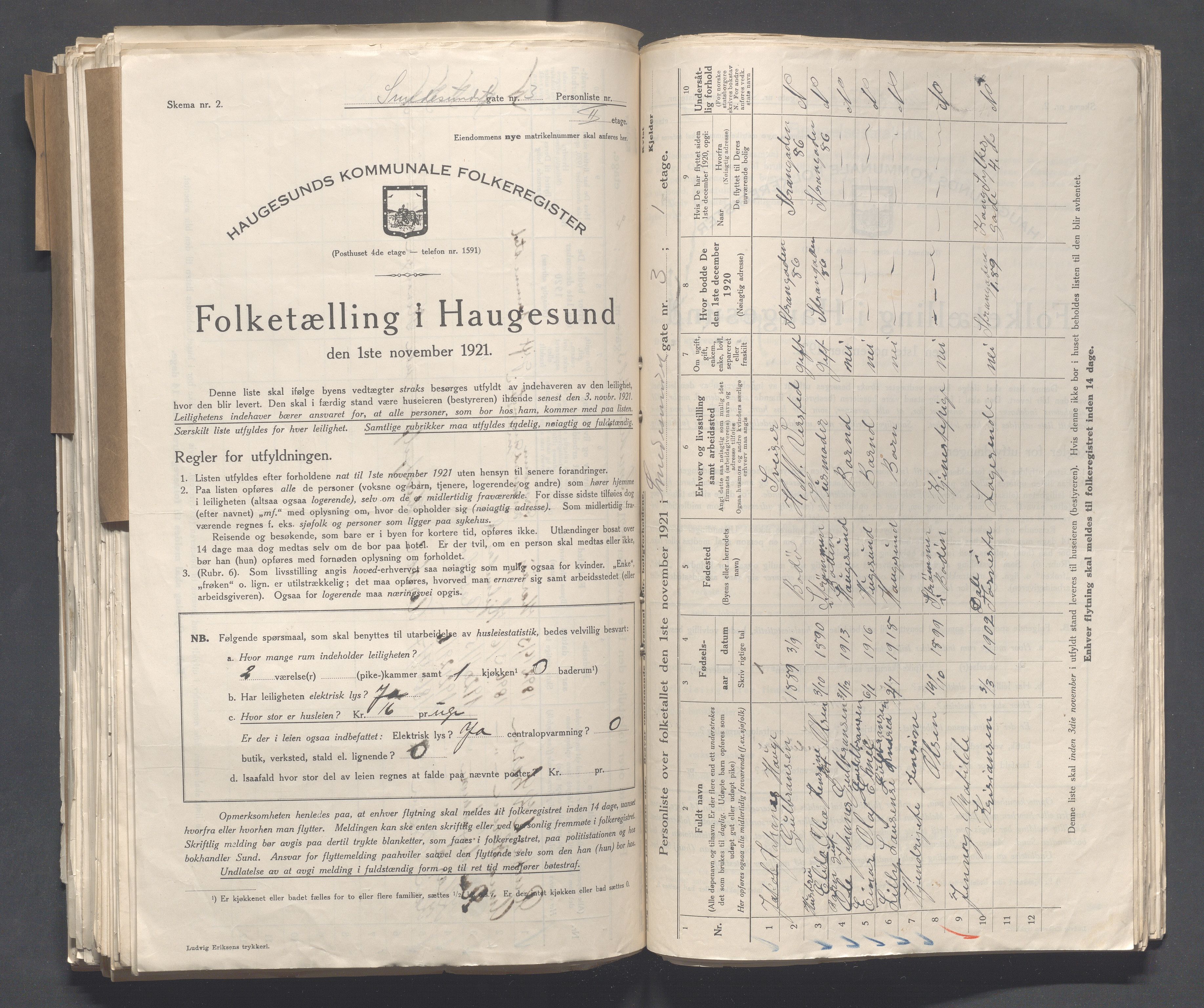 IKAR, Local census 1.11.1921 for Haugesund, 1921, p. 4164