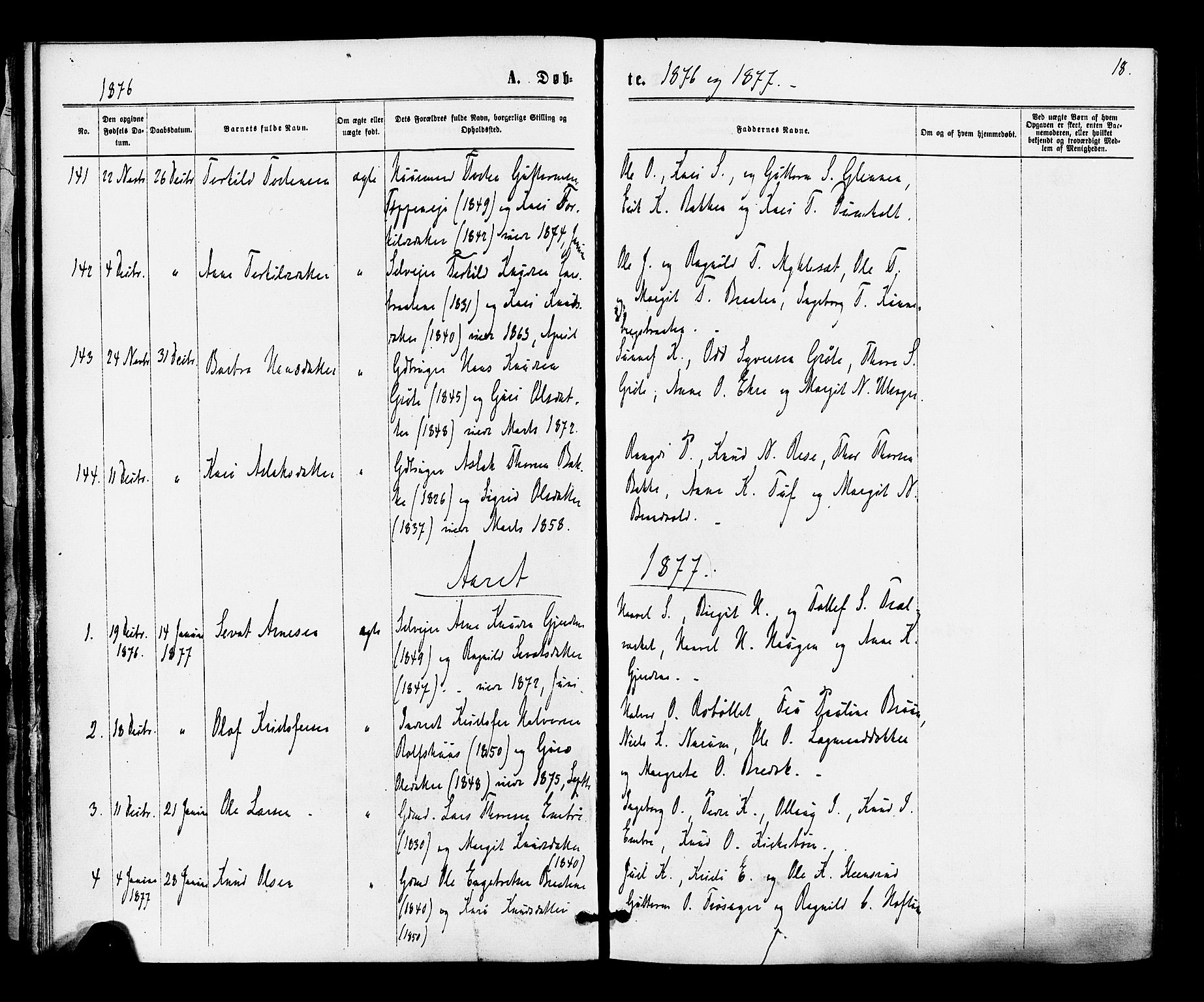 Gol kirkebøker, SAKO/A-226/F/Fa/L0004: Parish register (official) no. I 4, 1876-1886, p. 18