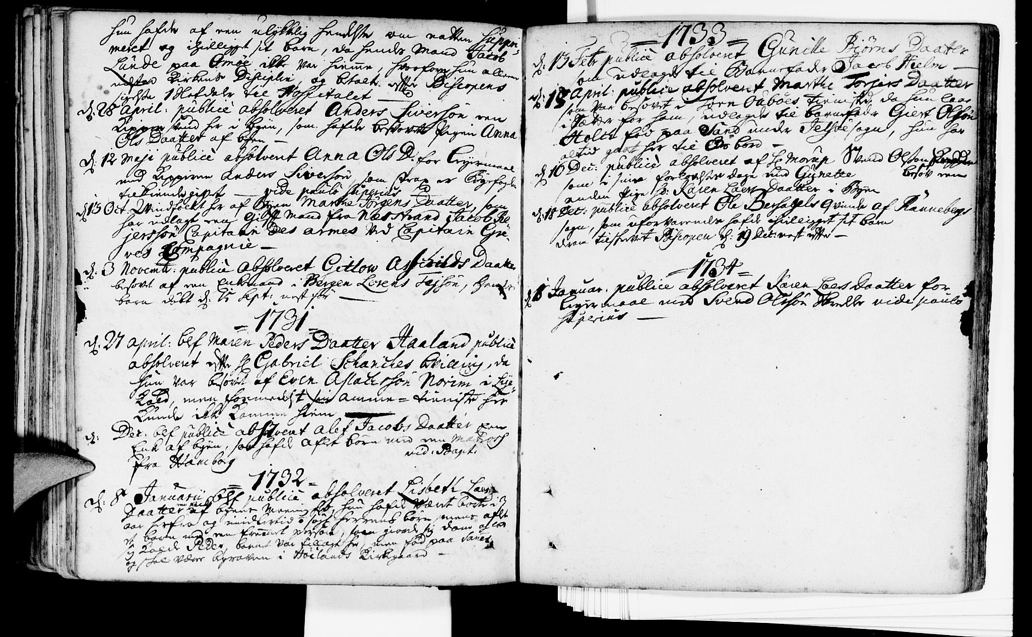 Domkirken sokneprestkontor, SAST/A-101812/001/30/30BA/L0002: Parish register (official) no. A 2 /1, 1727-1738