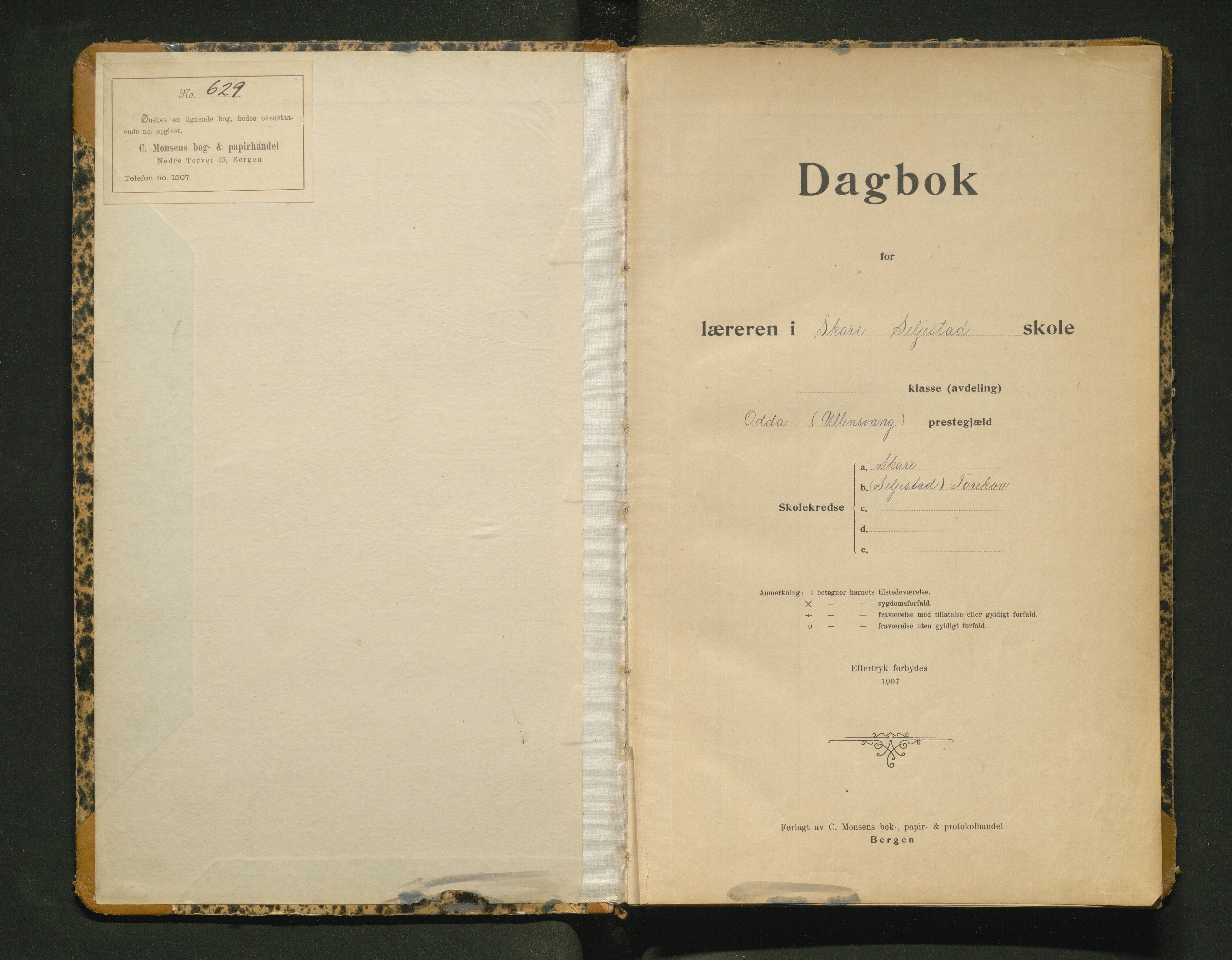 Odda kommune. Barneskulane , IKAH/1228-231/G/Gf/L0003a: Dagbok for Skare og Seljestad / Torekoven skular, 1910-1926