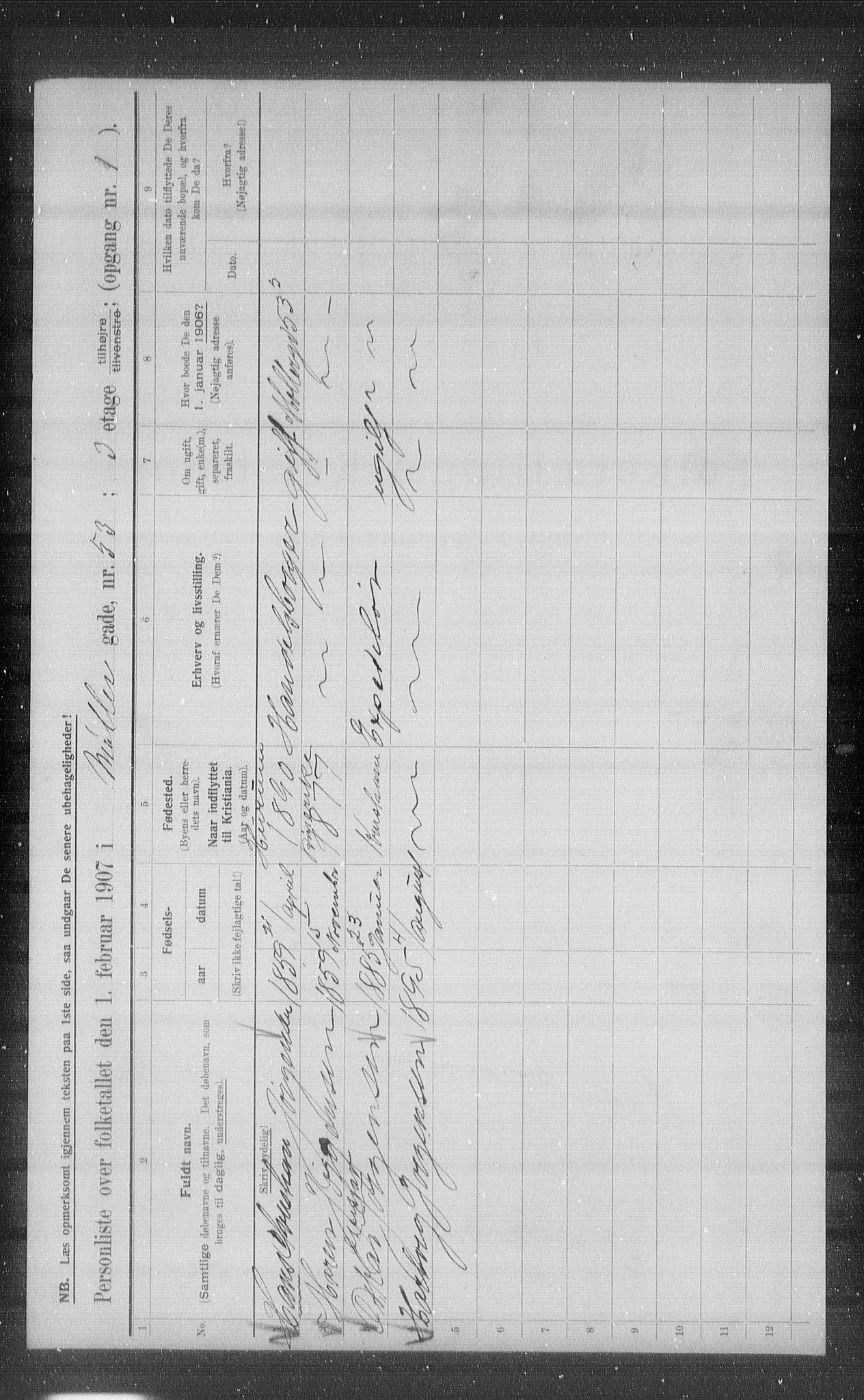 OBA, Municipal Census 1907 for Kristiania, 1907, p. 35268