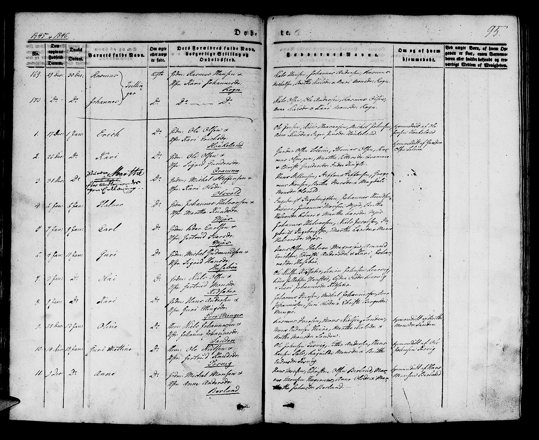 Manger sokneprestembete, SAB/A-76801/H/Haa: Parish register (official) no. A 5, 1839-1848, p. 95