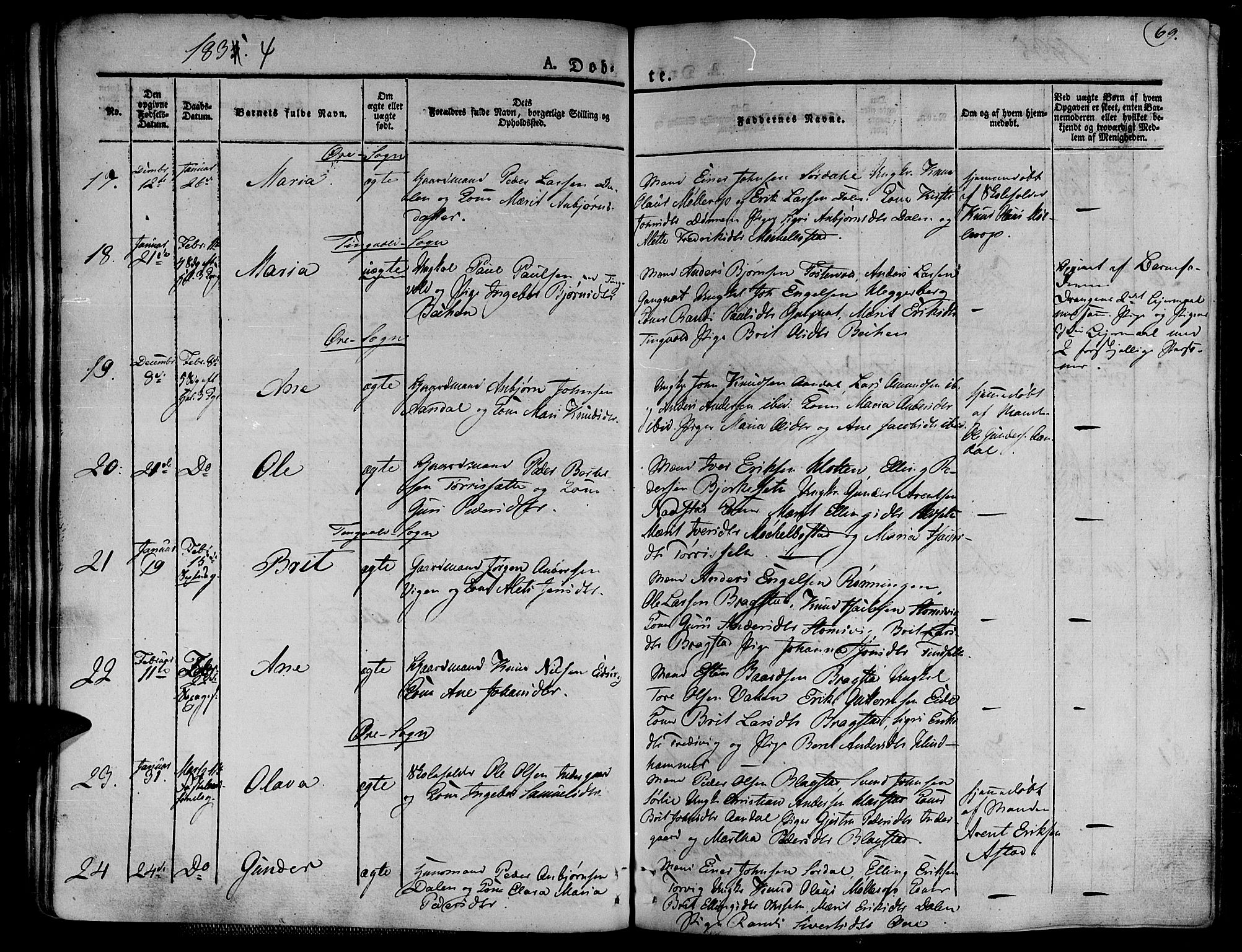 Ministerialprotokoller, klokkerbøker og fødselsregistre - Møre og Romsdal, AV/SAT-A-1454/586/L0983: Parish register (official) no. 586A09, 1829-1843, p. 69