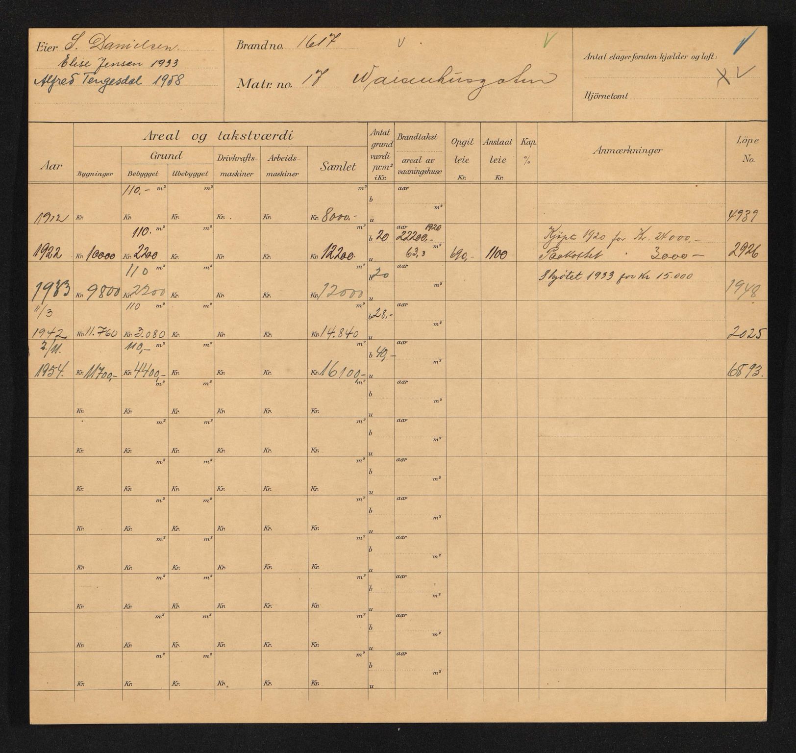 Stavanger kommune. Skattetakstvesenet, BYST/A-0440/F/Fa/Faa/L0044/0004: Skattetakstkort / Vaisenhusgata 3 - 60