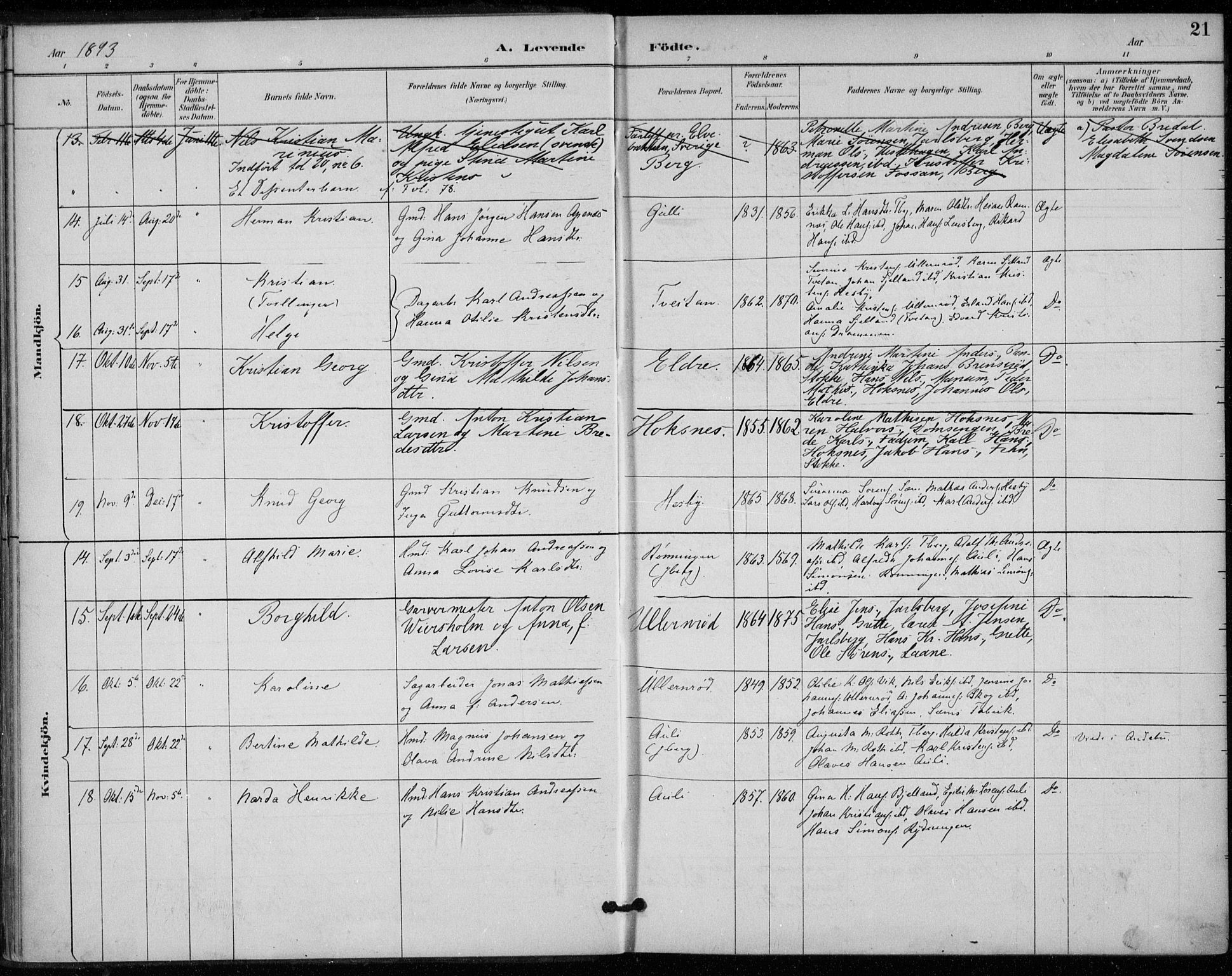 Sem kirkebøker, AV/SAKO-A-5/F/Fa/L0011: Parish register (official) no. I 11, 1888-1904, p. 21