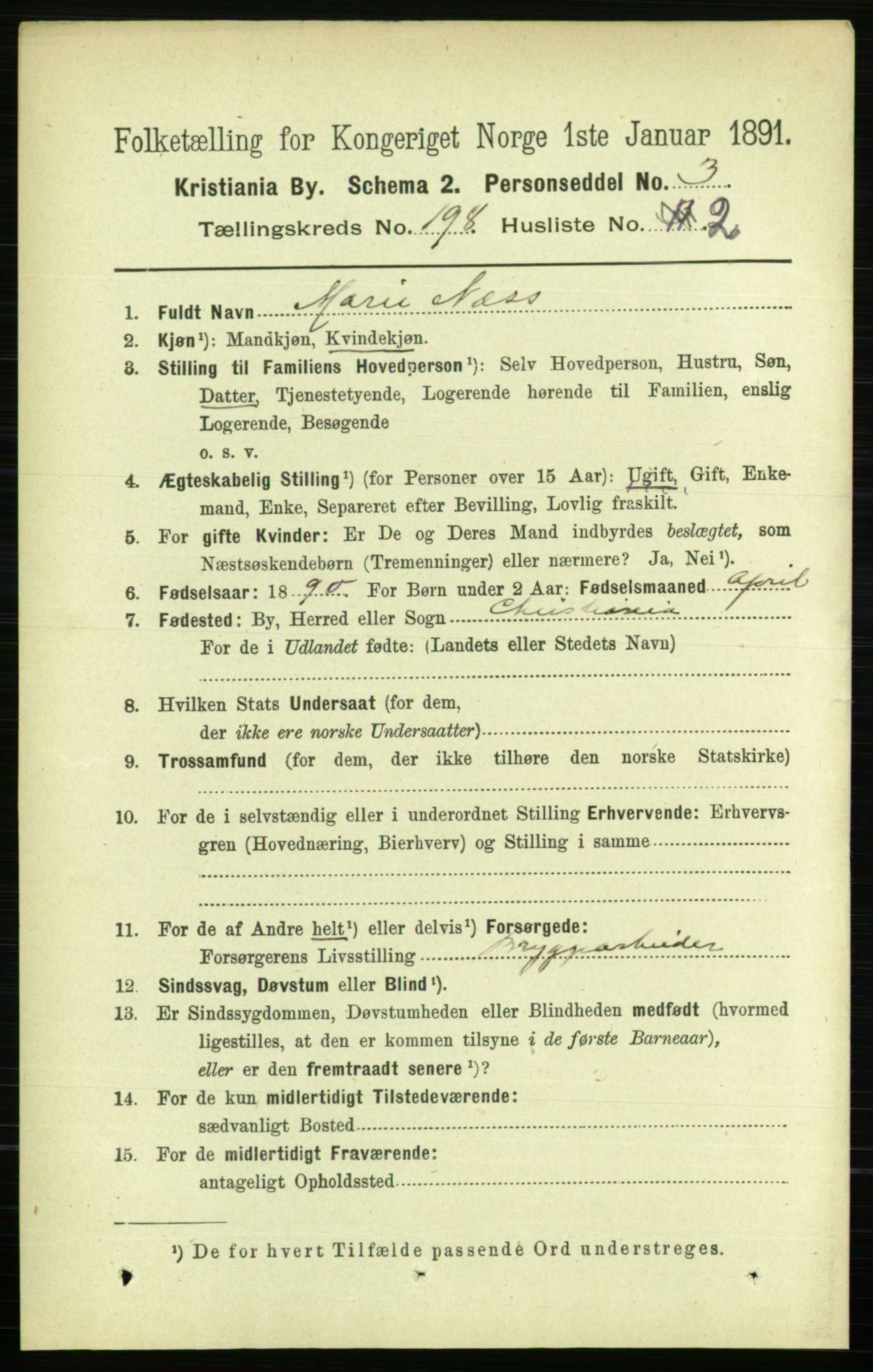 RA, 1891 census for 0301 Kristiania, 1891, p. 119286