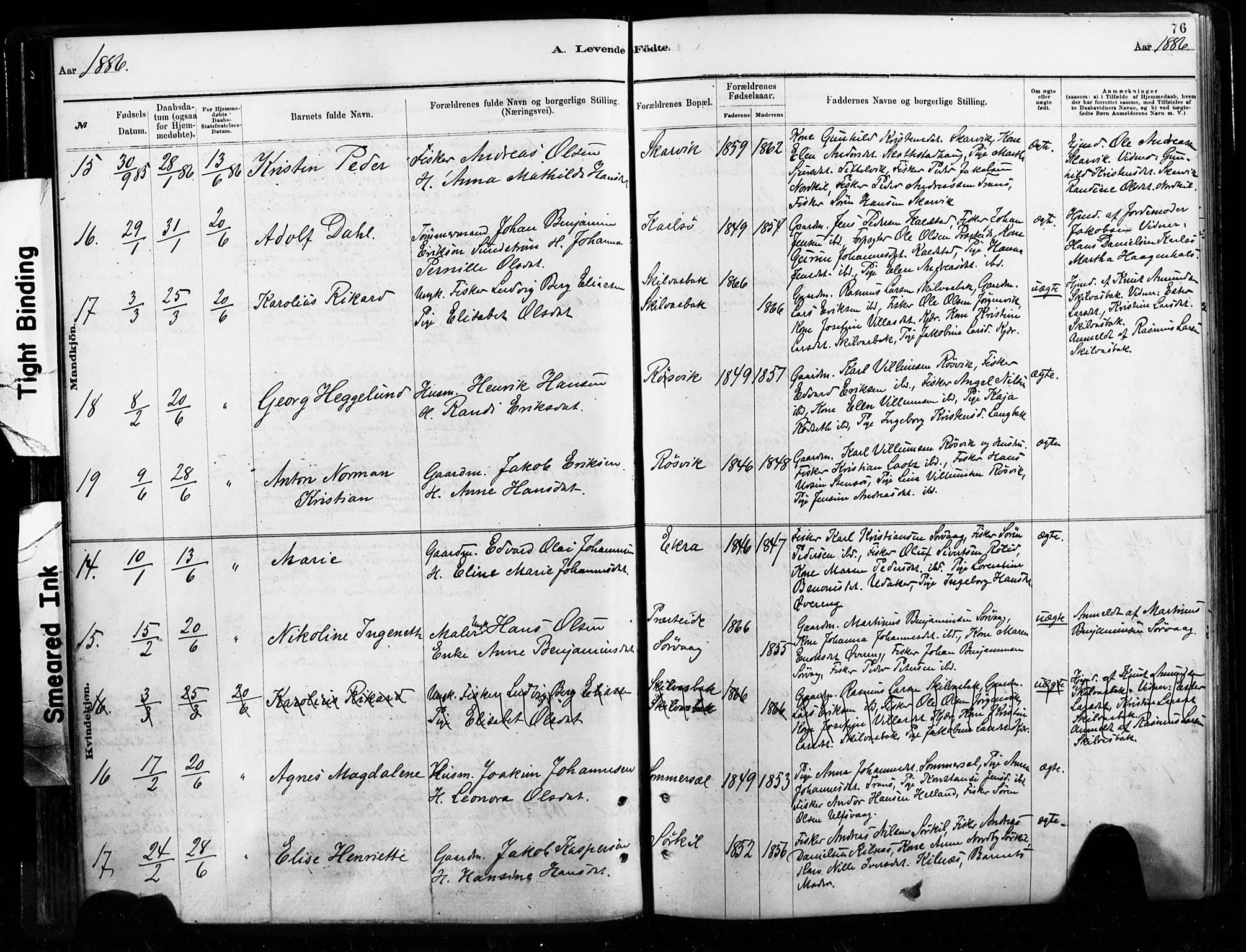 Ministerialprotokoller, klokkerbøker og fødselsregistre - Nordland, SAT/A-1459/859/L0846: Parish register (official) no. 859A06, 1878-1889, p. 76