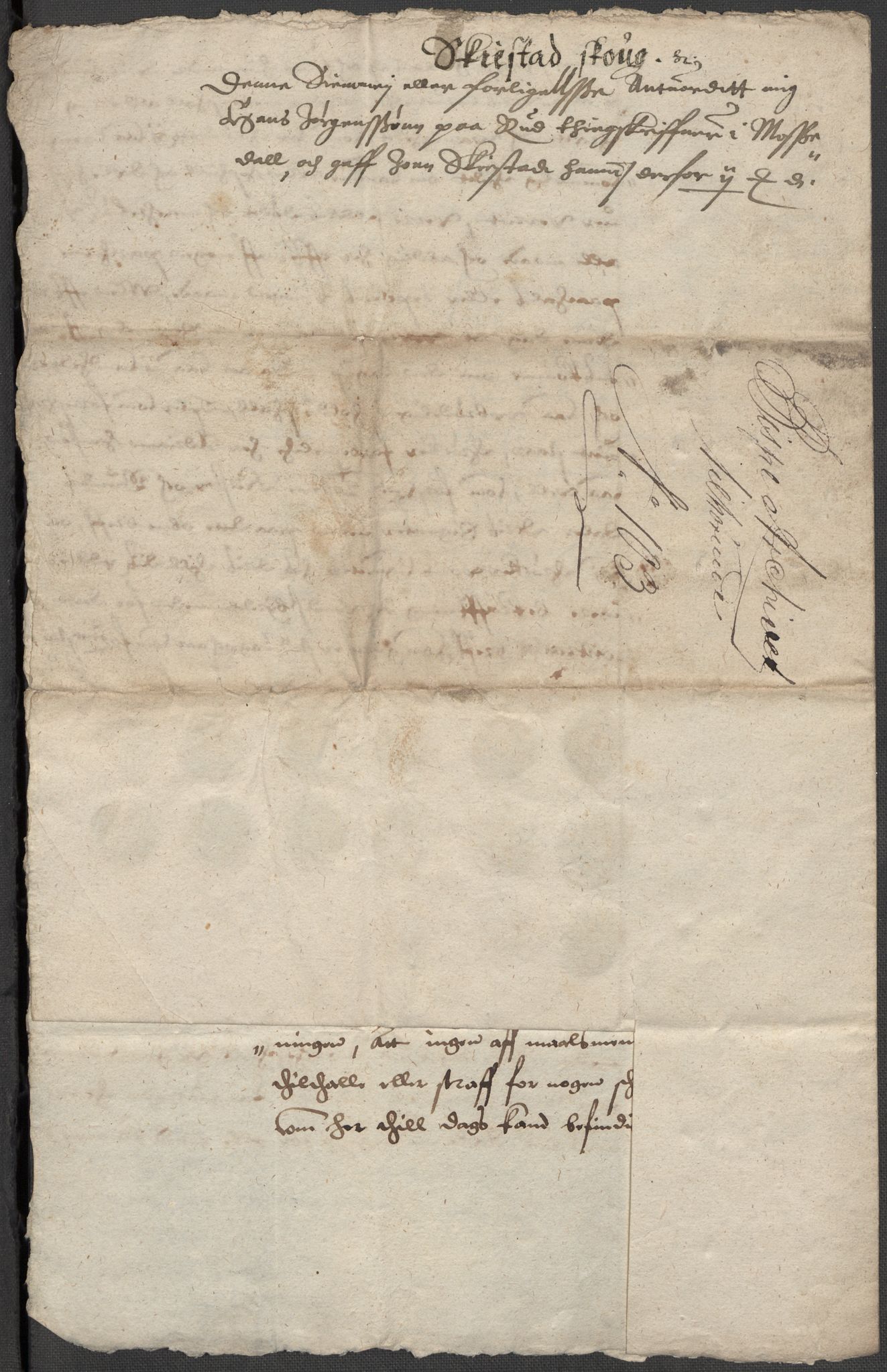 Riksarkivets diplomsamling, RA/EA-5965/F15/L0005: Prestearkiv - Østfold, 1572-1830, p. 212