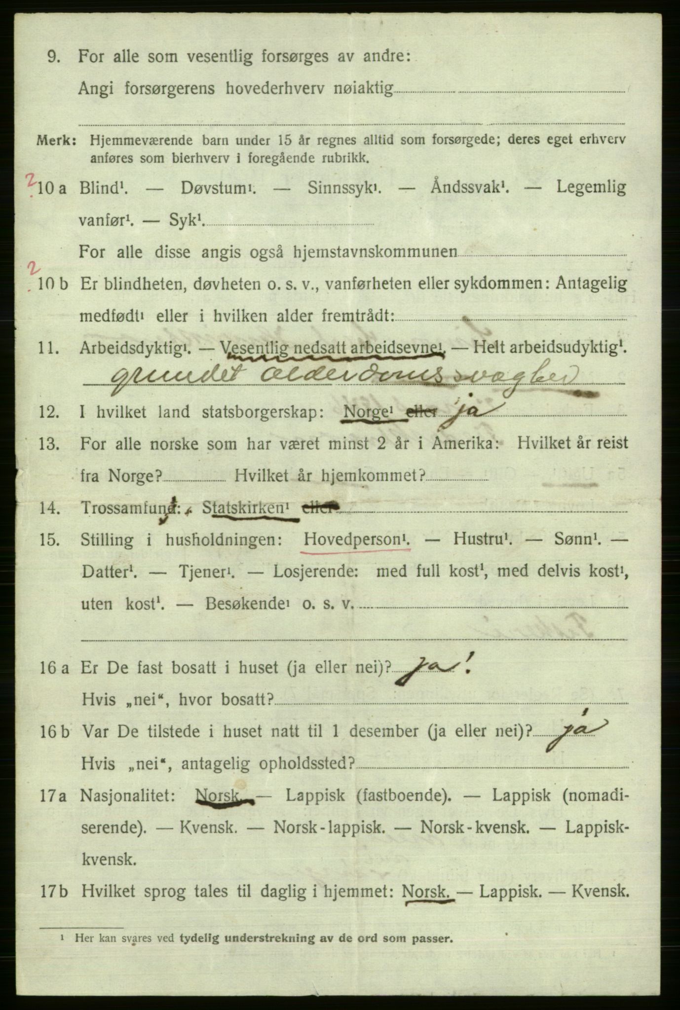 SATØ, 1920 census for Gamvik, 1920, p. 1519