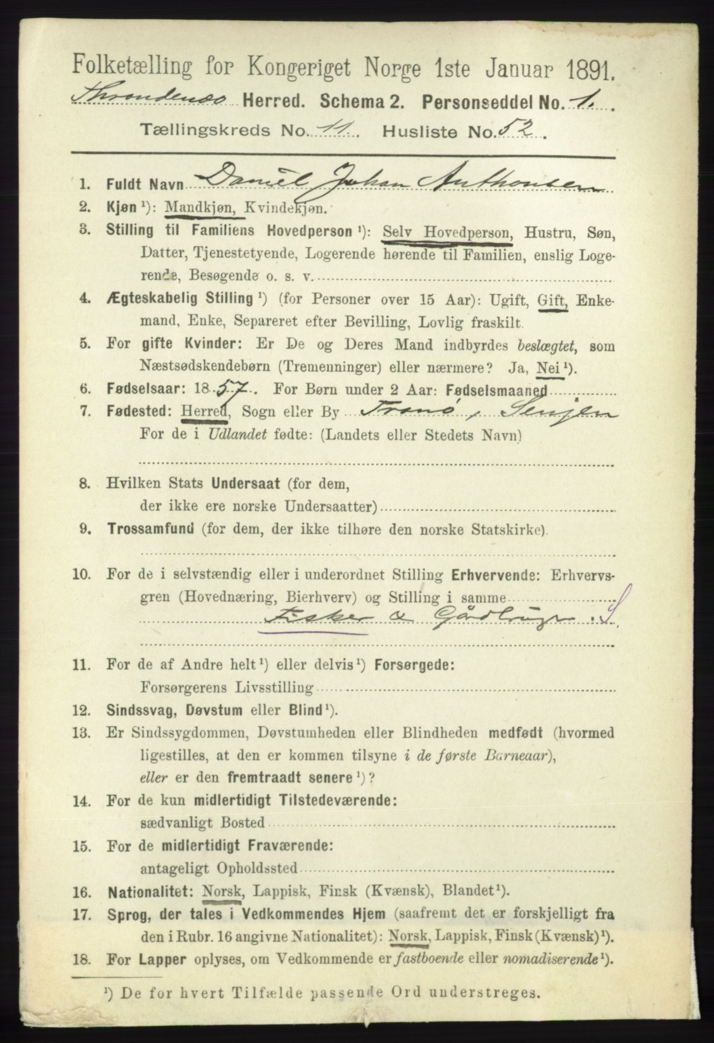 RA, 1891 census for 1914 Trondenes, 1891, p. 8380