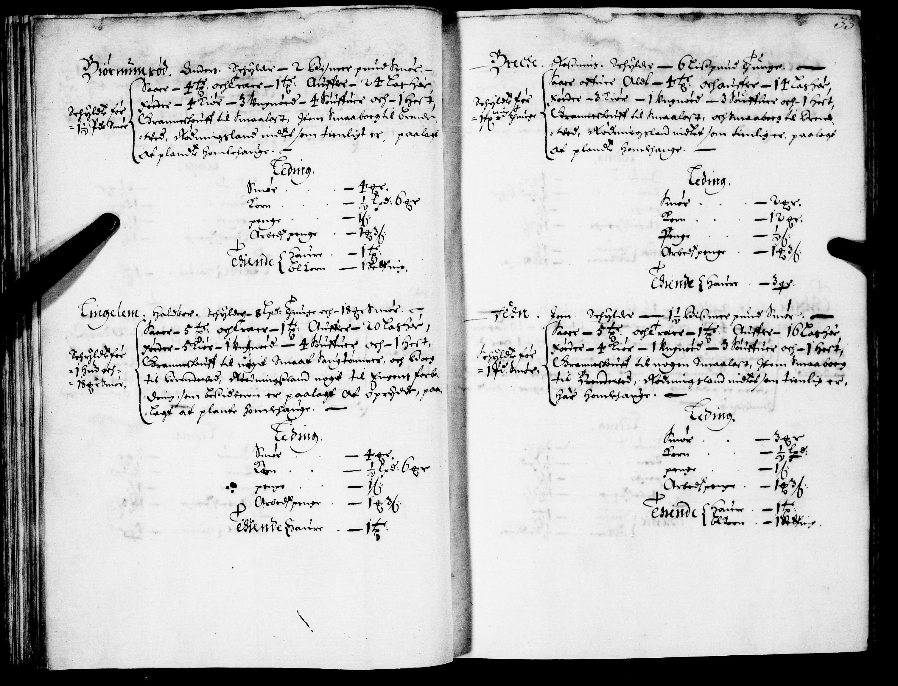 Rentekammeret inntil 1814, Realistisk ordnet avdeling, AV/RA-EA-4070/N/Nb/Nba/L0021: Brunla len, 1667, p. 32b-33a