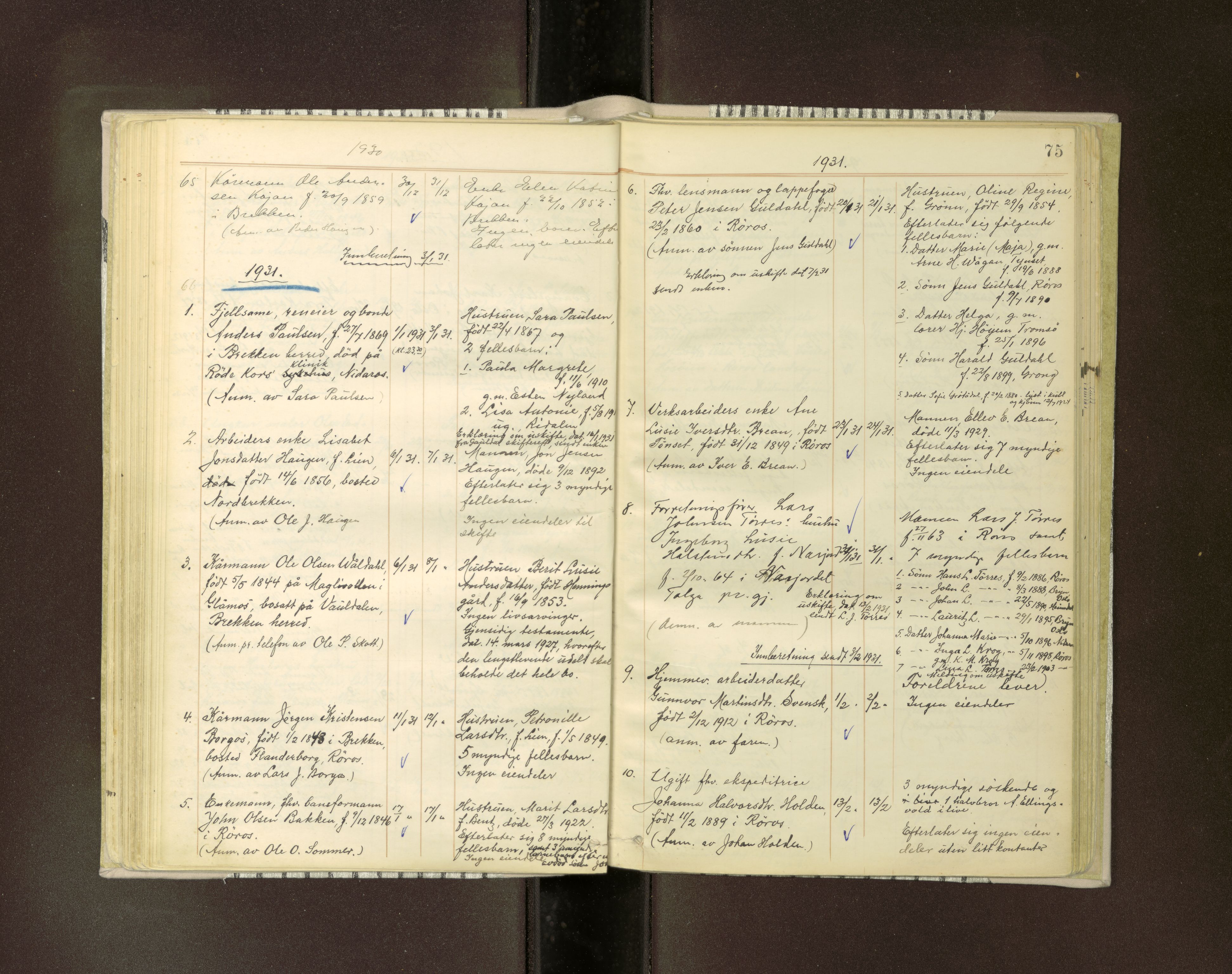 Røros lensmannskontor, AV/SAT-A-1079/2/07/L0038: Dødsfallprotokoll, 1916-1946, p. 75