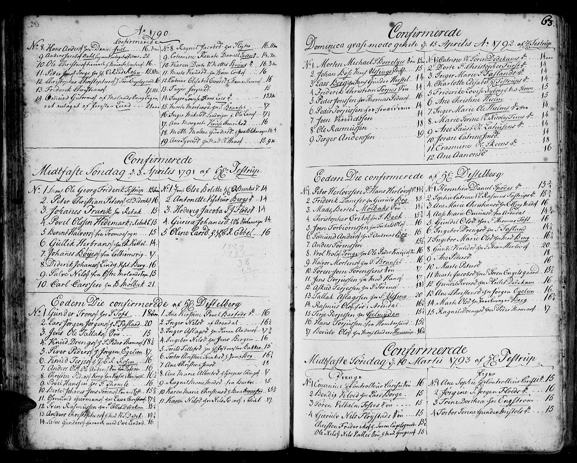 Arendal sokneprestkontor, Trefoldighet, SAK/1111-0040/F/Fa/L0001: Parish register (official) no. A 1, 1703-1815, p. 63