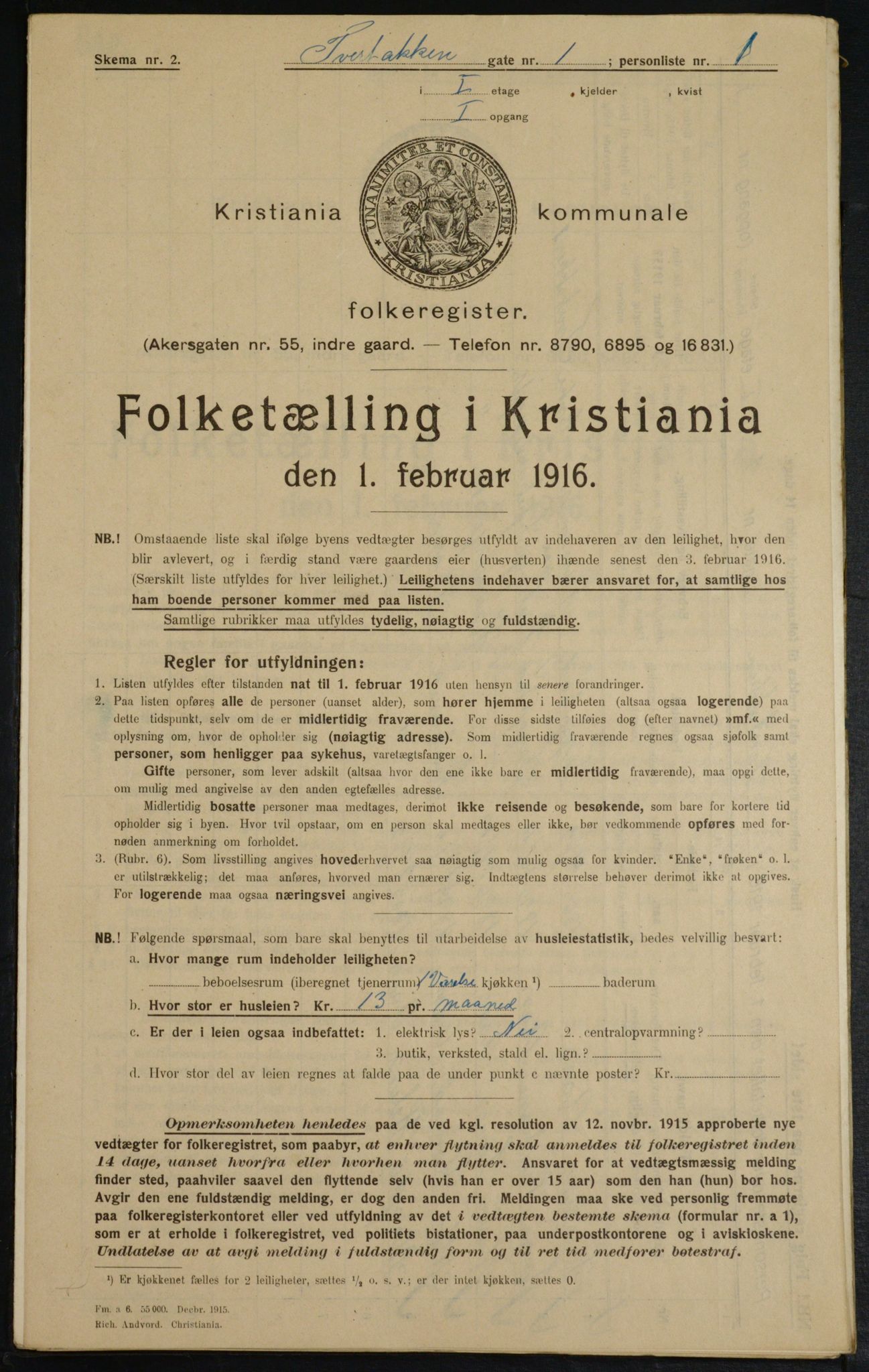 OBA, Municipal Census 1916 for Kristiania, 1916, p. 120573