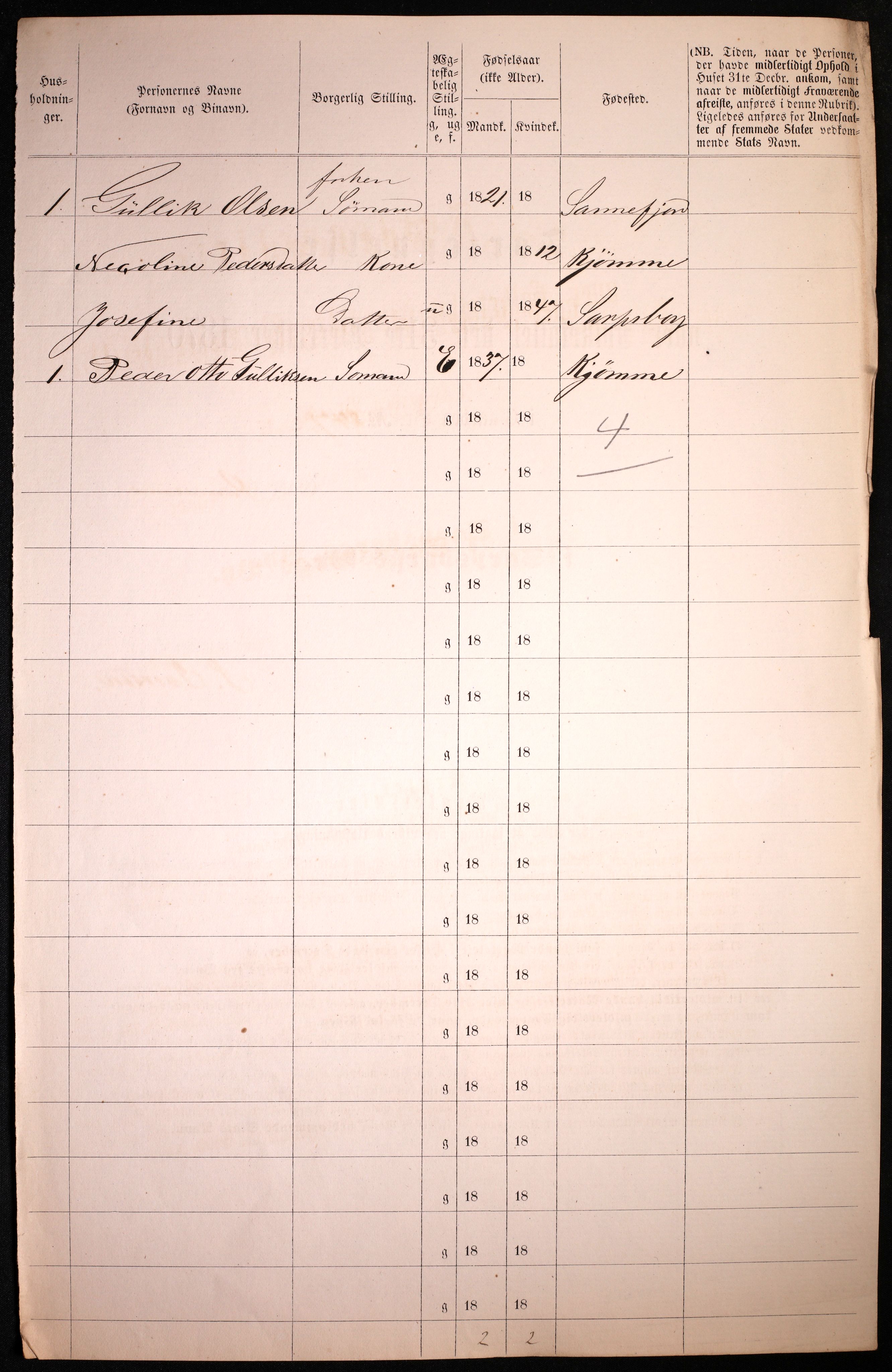 RA, 1870 census for 0102 Sarpsborg, 1870, p. 122