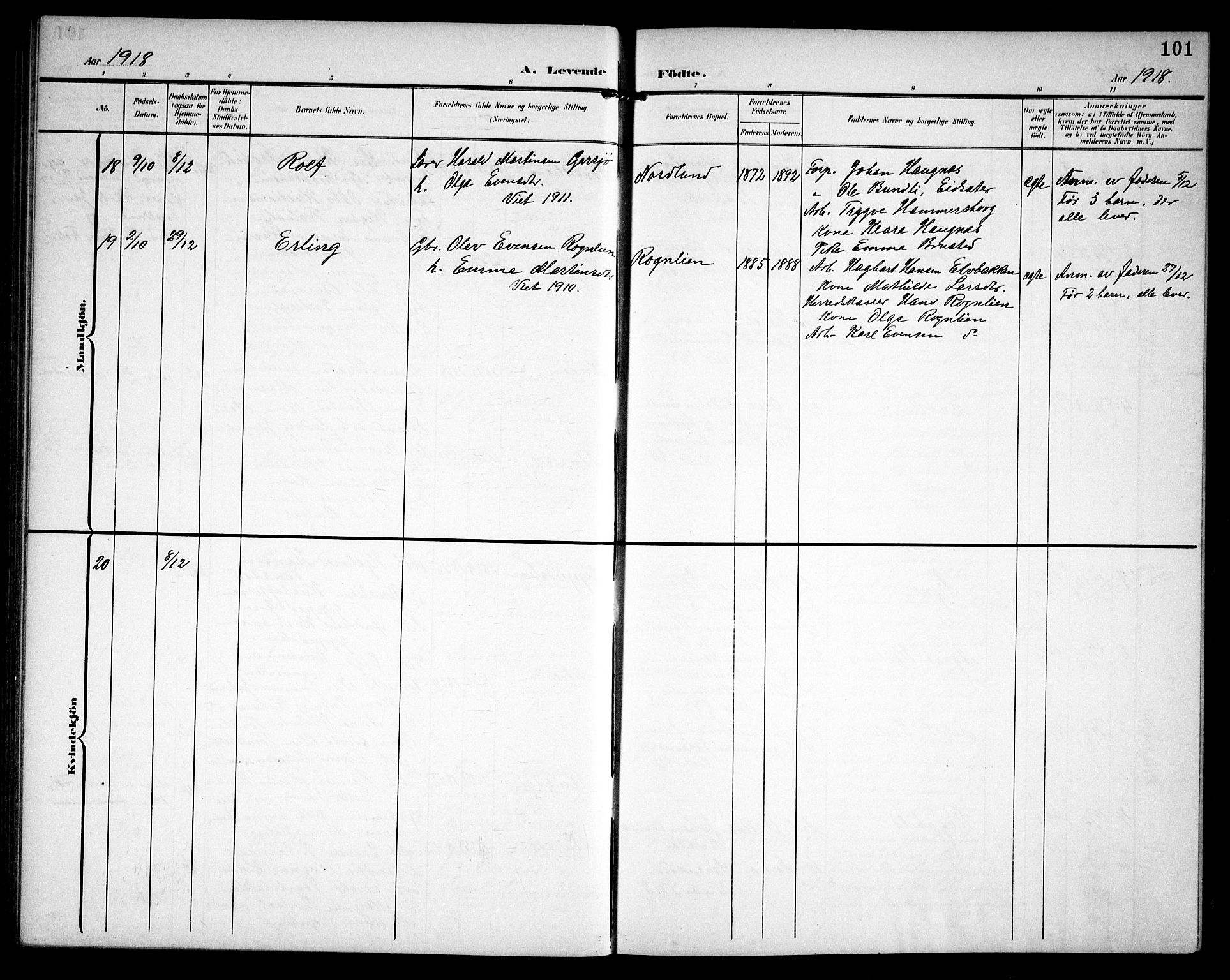 Hurdal prestekontor Kirkebøker, AV/SAO-A-10889/G/Ga/L0001: Parish register (copy) no. I 1, 1902-1934, p. 101