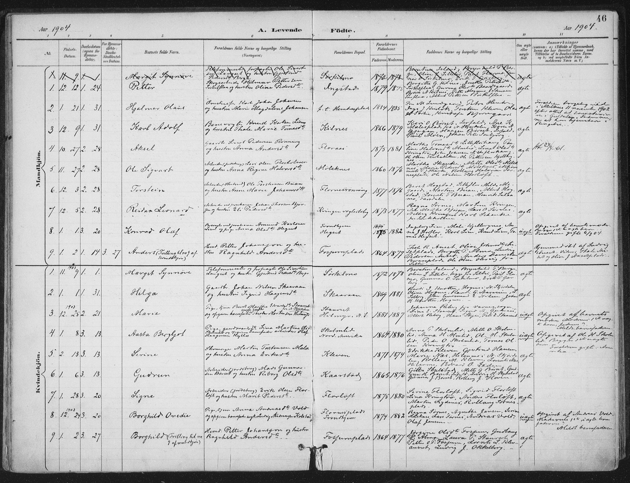 Ministerialprotokoller, klokkerbøker og fødselsregistre - Nord-Trøndelag, SAT/A-1458/703/L0031: Parish register (official) no. 703A04, 1893-1914, p. 46