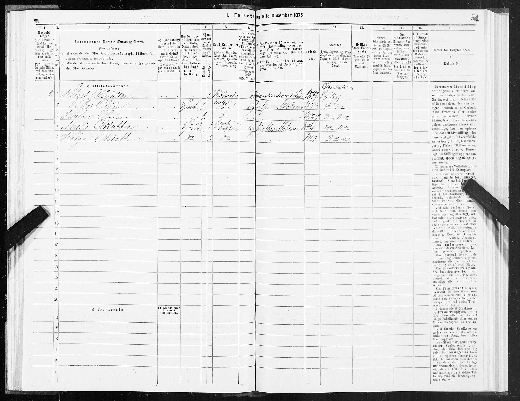 SAT, 1875 census for 1561P Øksendal, 1875, p. 2060