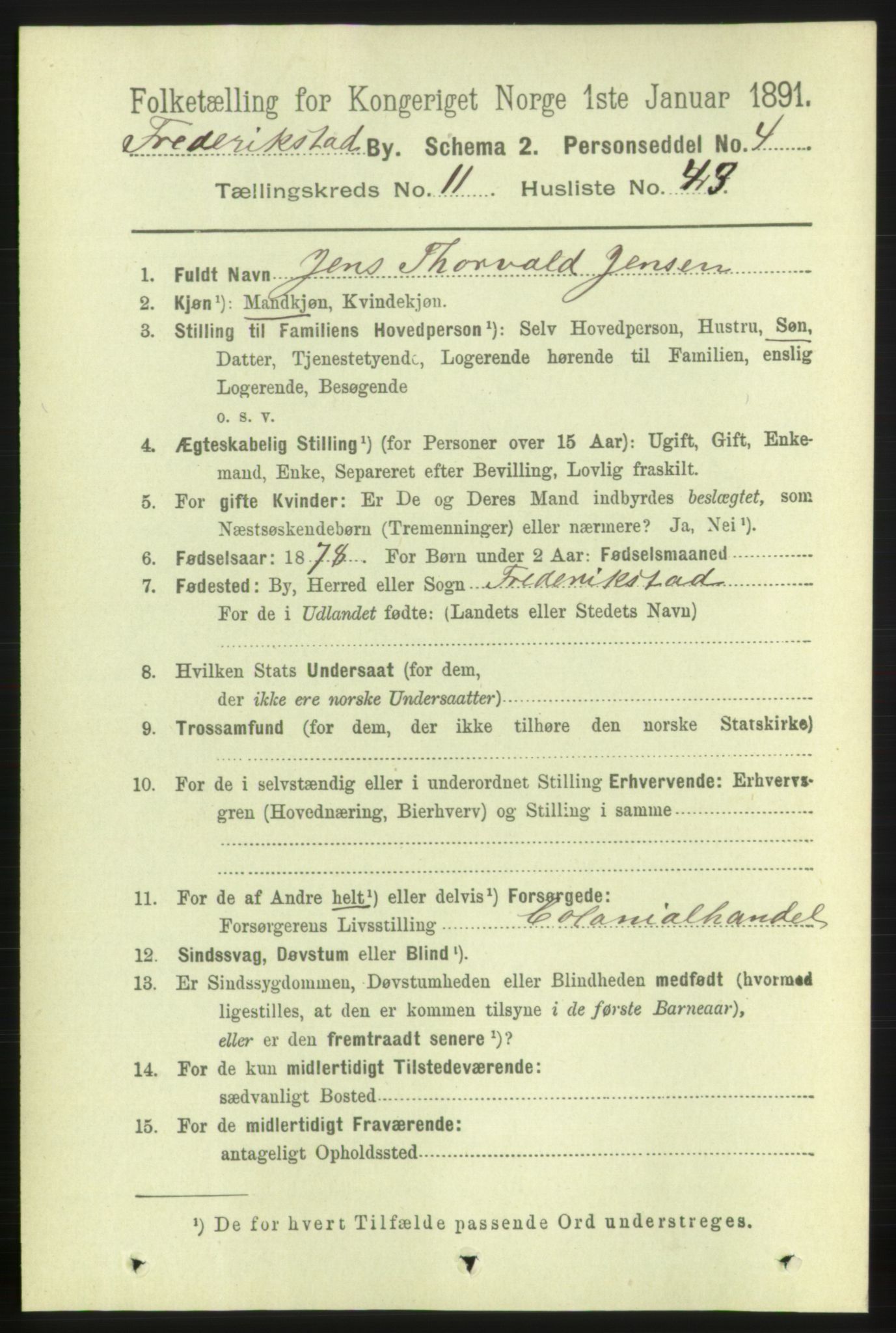 RA, 1891 census for 0103 Fredrikstad, 1891, p. 13081