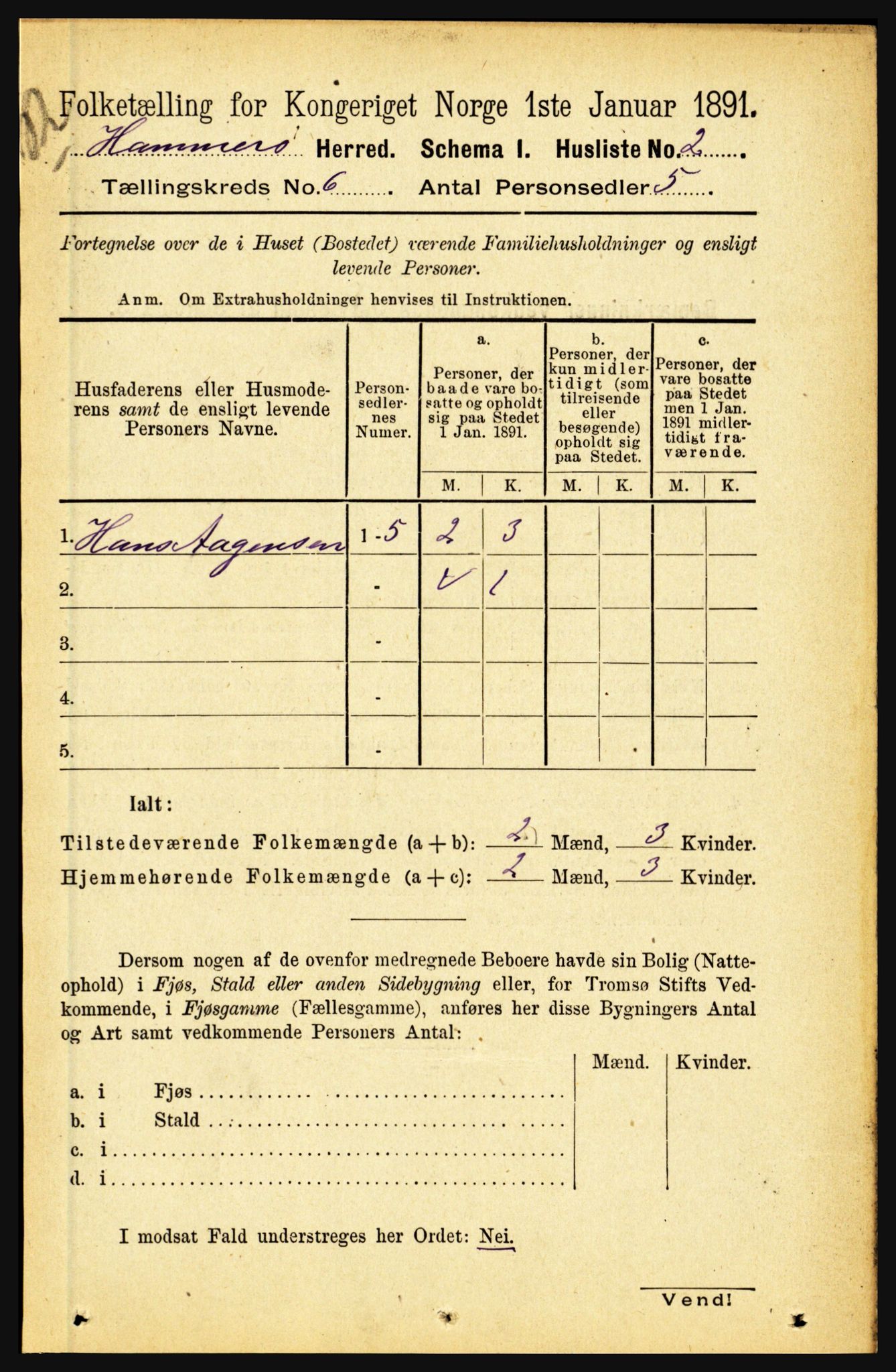 RA, 1891 census for 1849 Hamarøy, 1891, p. 2930