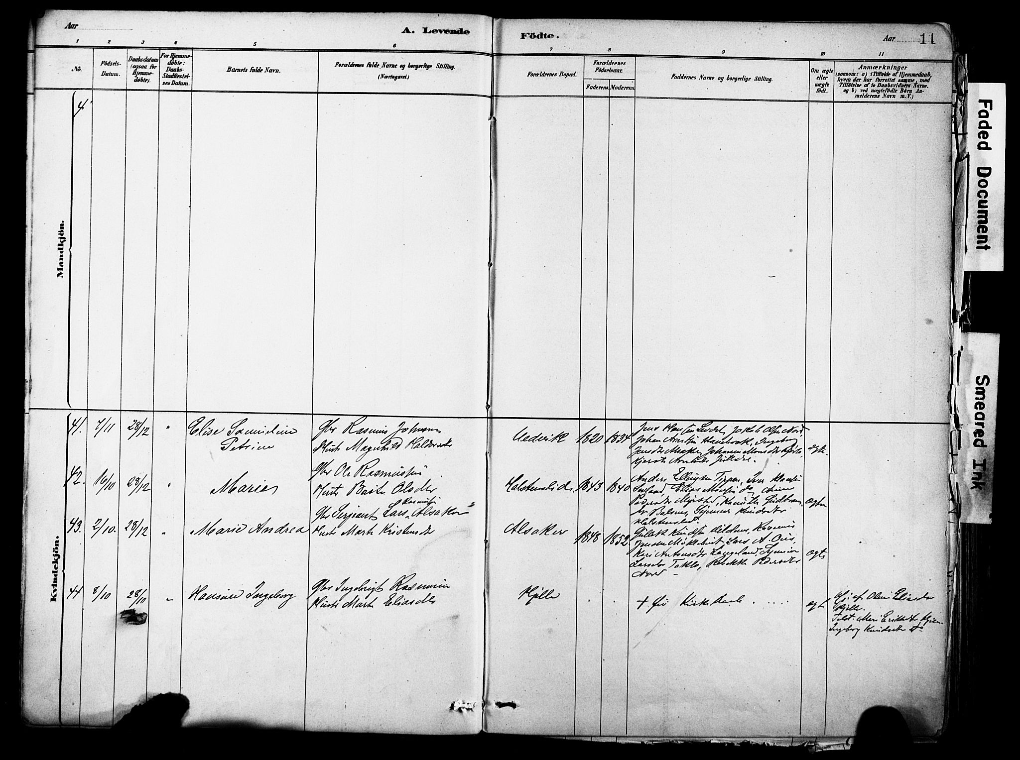 Eid sokneprestembete, AV/SAB-A-82301/H/Haa/Haab/L0001: Parish register (official) no. B 1, 1879-1906, p. 11