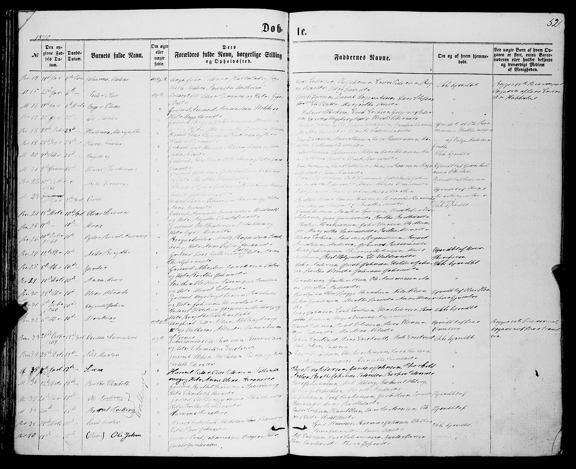 Finnås sokneprestembete, SAB/A-99925/H/Ha/Haa/Haaa/L0008: Parish register (official) no. A 8, 1863-1872, p. 52