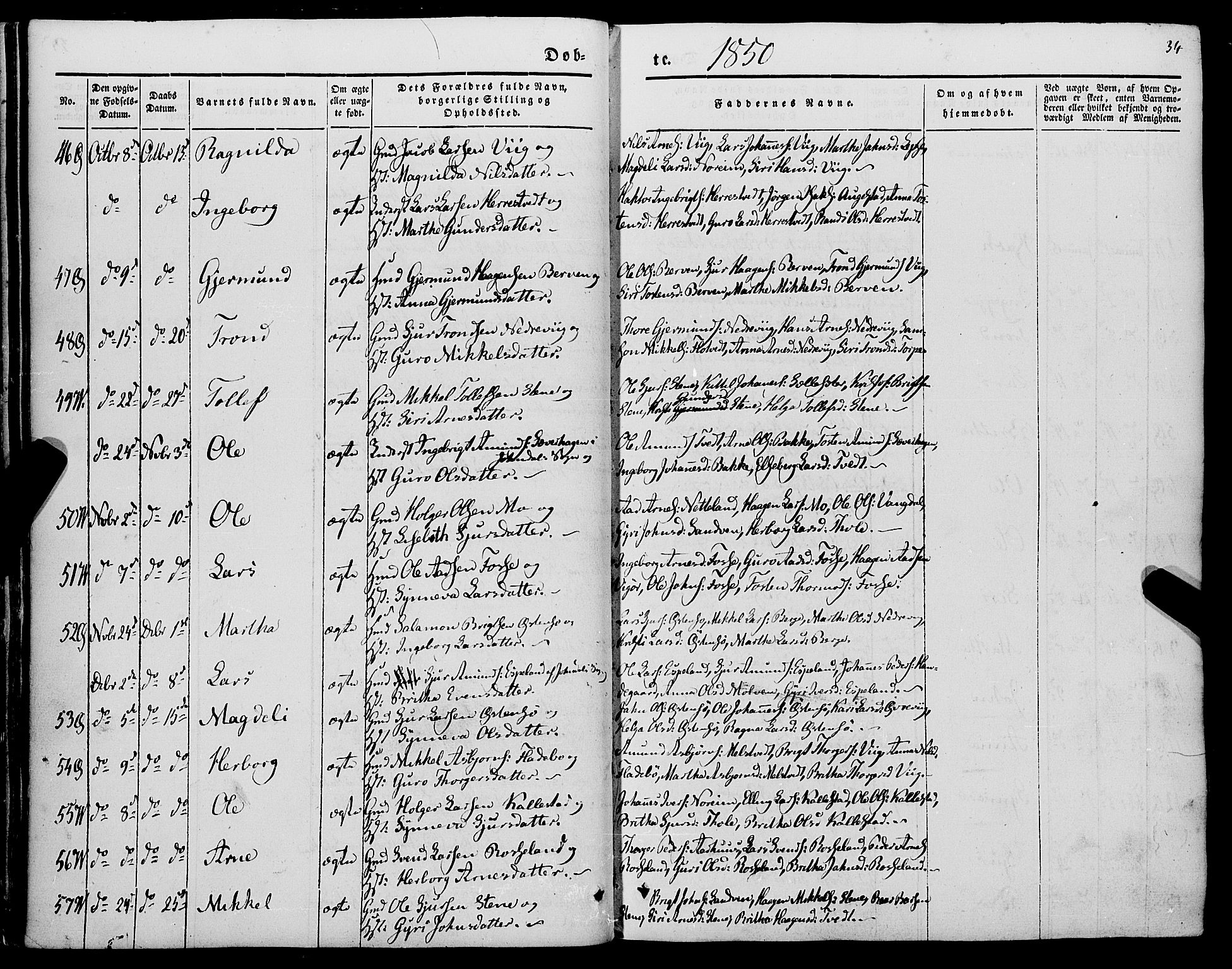 Kvam sokneprestembete, AV/SAB-A-76201/H/Haa: Parish register (official) no. A 8, 1844-1863, p. 34