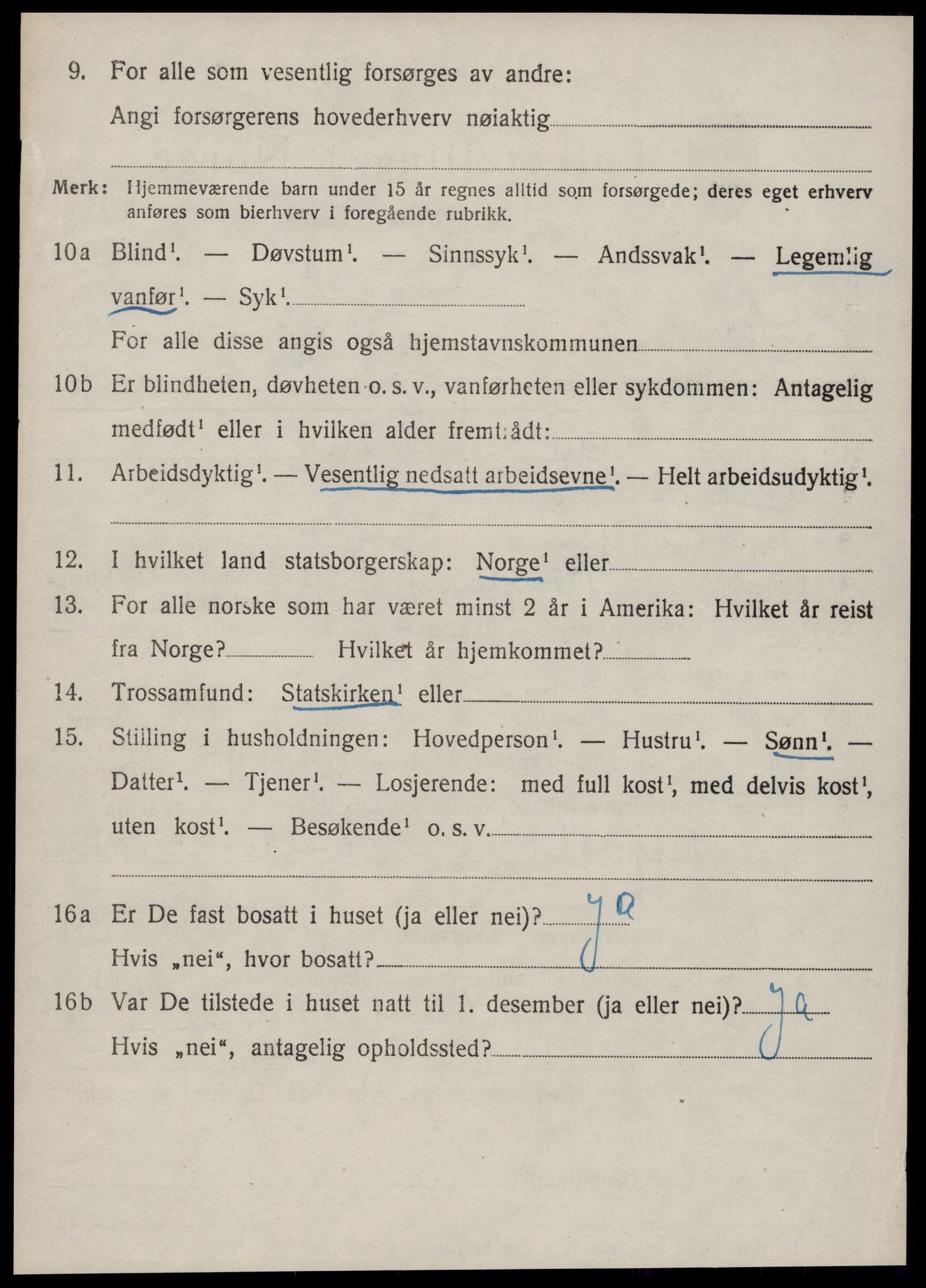 SAT, 1920 census for Borgund, 1920, p. 15353