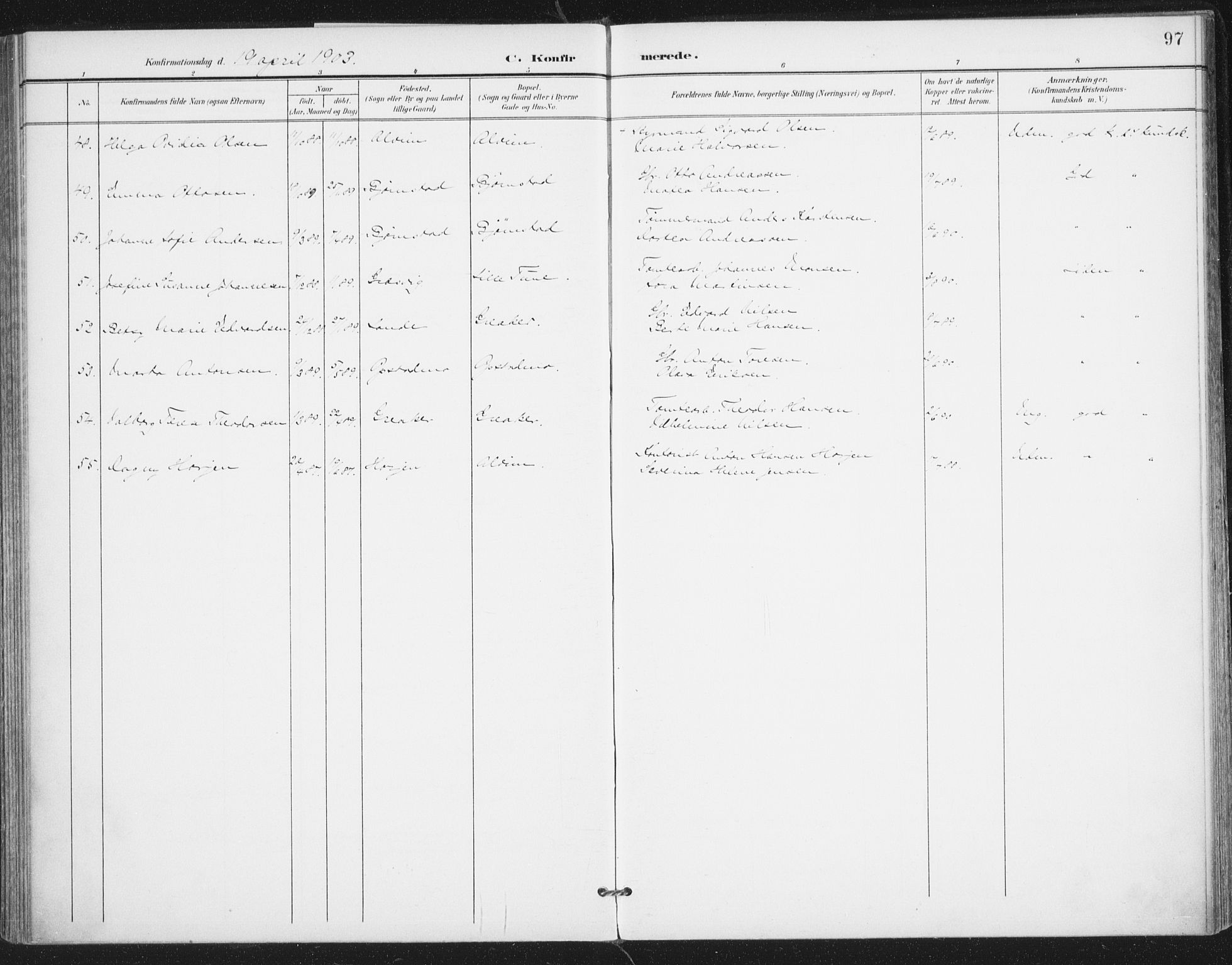 Rolvsøy prestekontor Kirkebøker, AV/SAO-A-2004/F/Fa/L0001: Parish register (official) no. 1, 1901-1909, p. 97