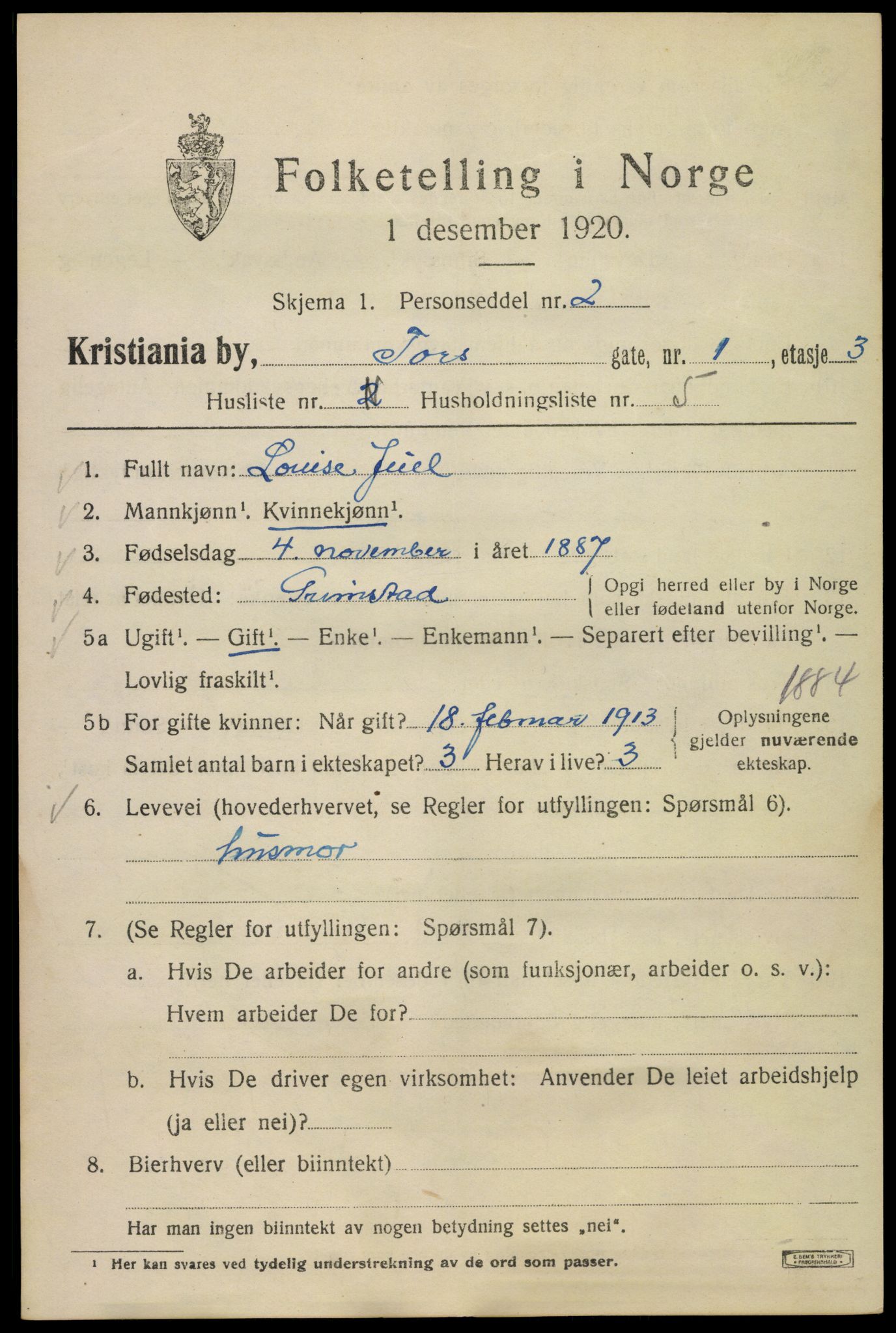 SAO, 1920 census for Kristiania, 1920, p. 590403