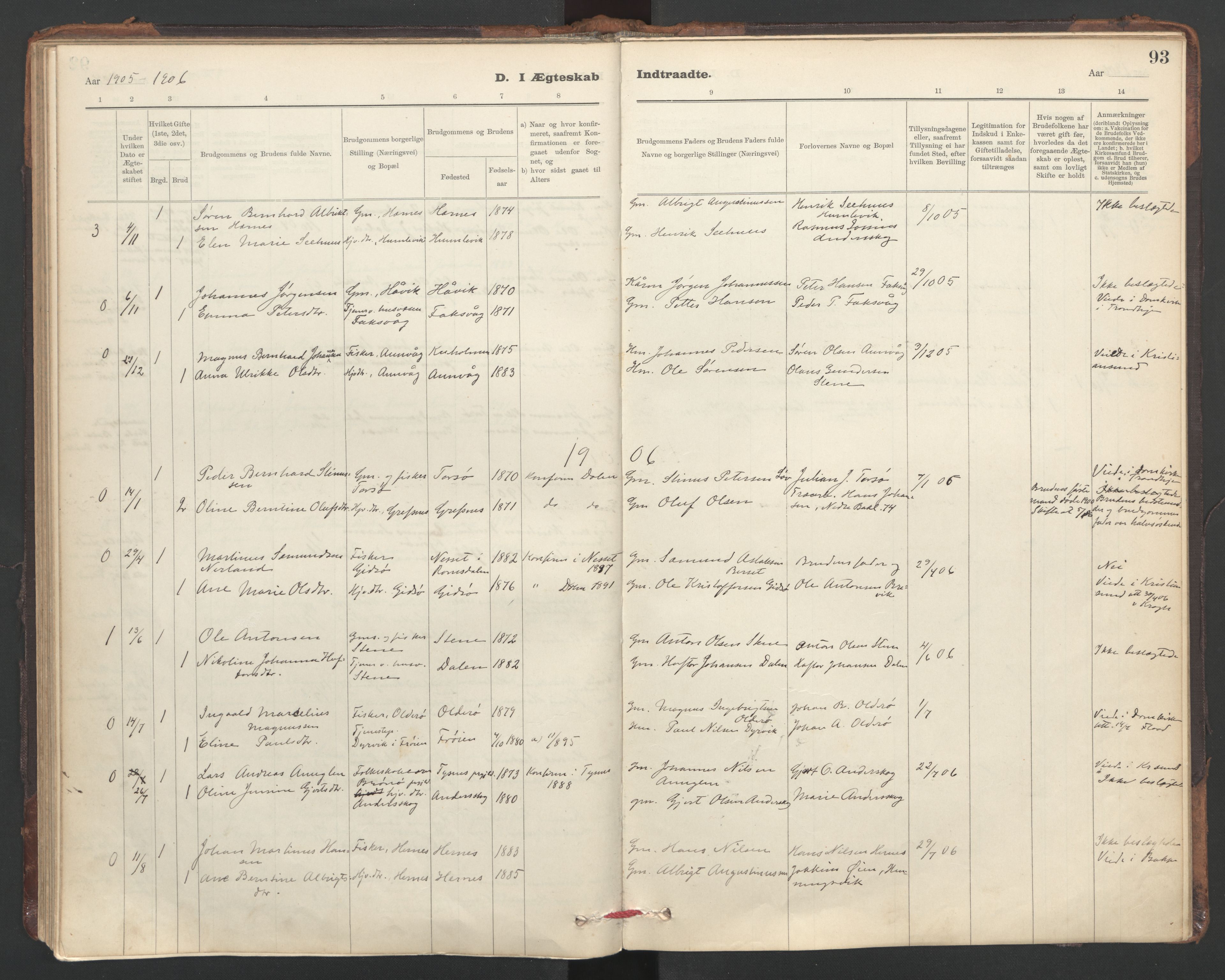 Ministerialprotokoller, klokkerbøker og fødselsregistre - Sør-Trøndelag, SAT/A-1456/635/L0552: Parish register (official) no. 635A02, 1899-1919, p. 93