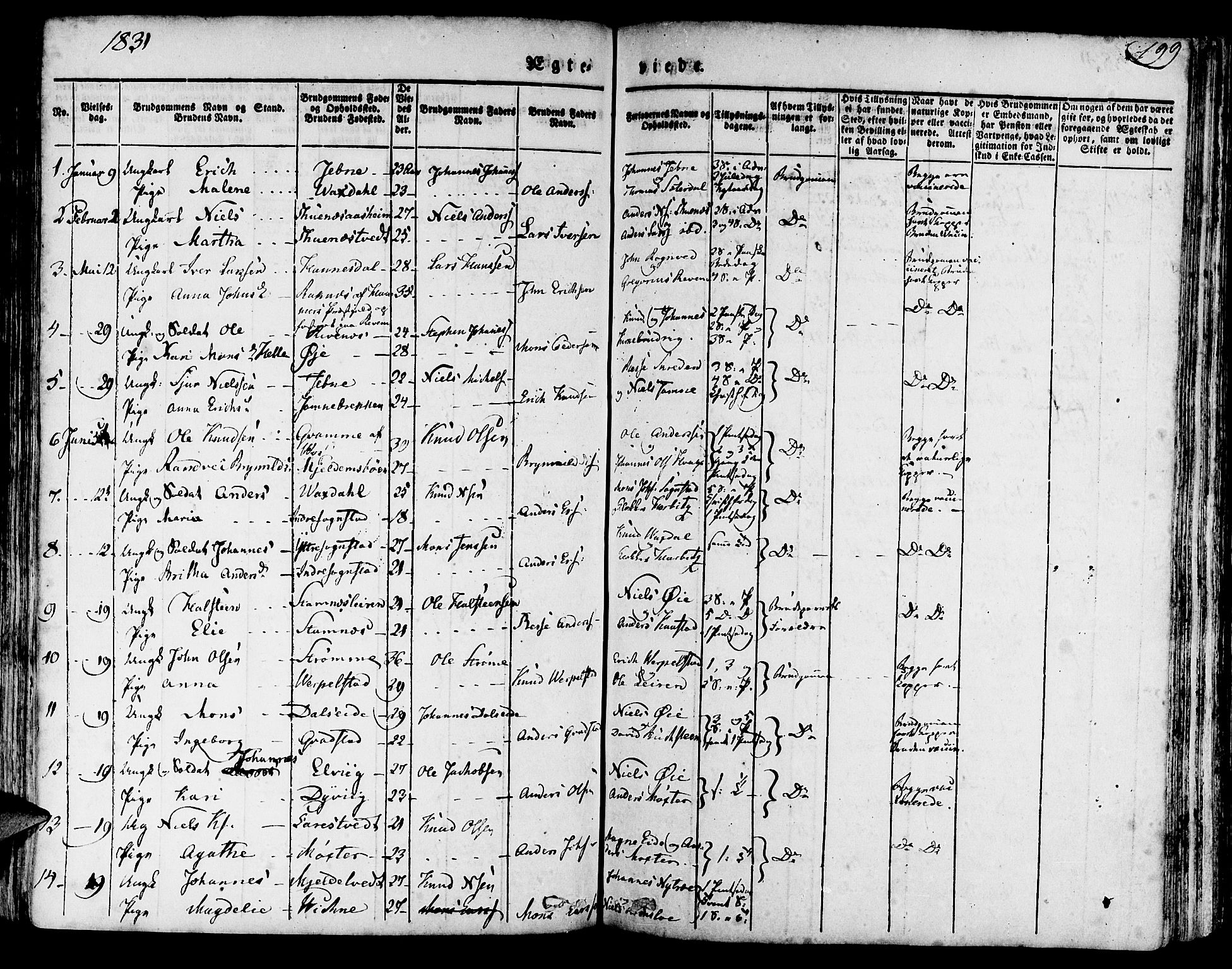 Haus sokneprestembete, SAB/A-75601/H/Haa: Parish register (official) no. A 14, 1827-1838, p. 199