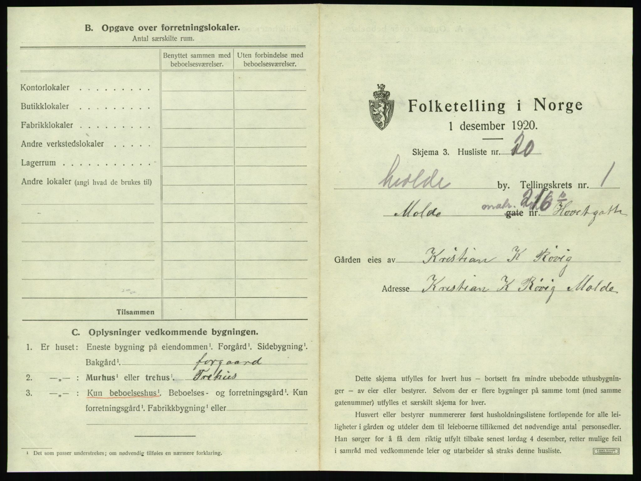 SAT, 1920 census for Molde, 1920, p. 63