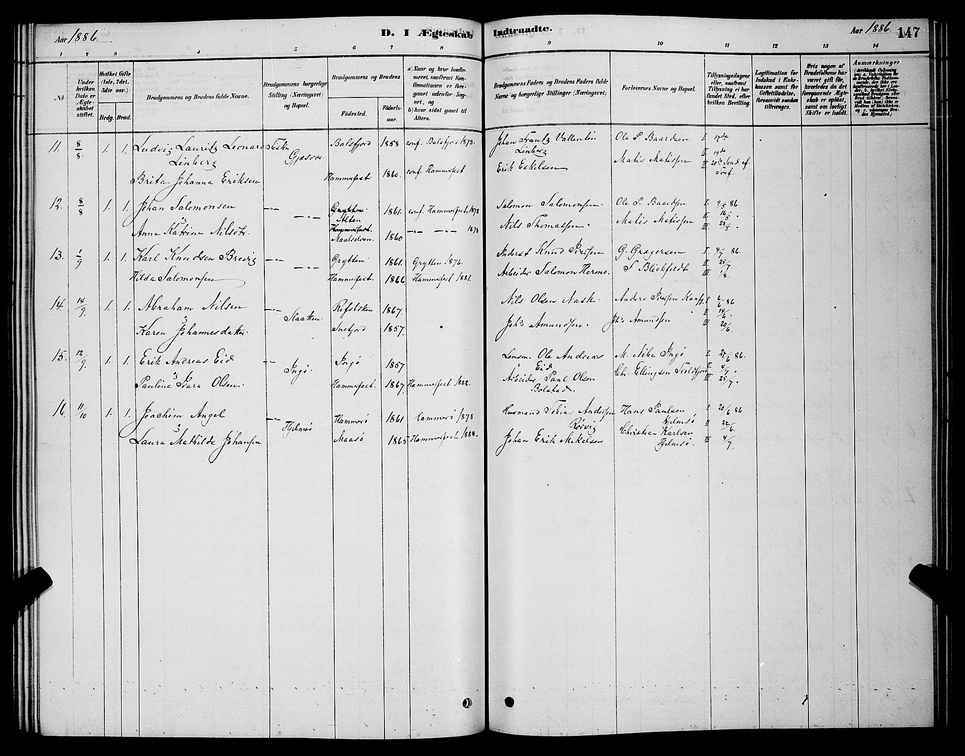 Måsøy sokneprestkontor, SATØ/S-1348/H/Hb/L0002klokker: Parish register (copy) no. 2, 1876-1888, p. 147