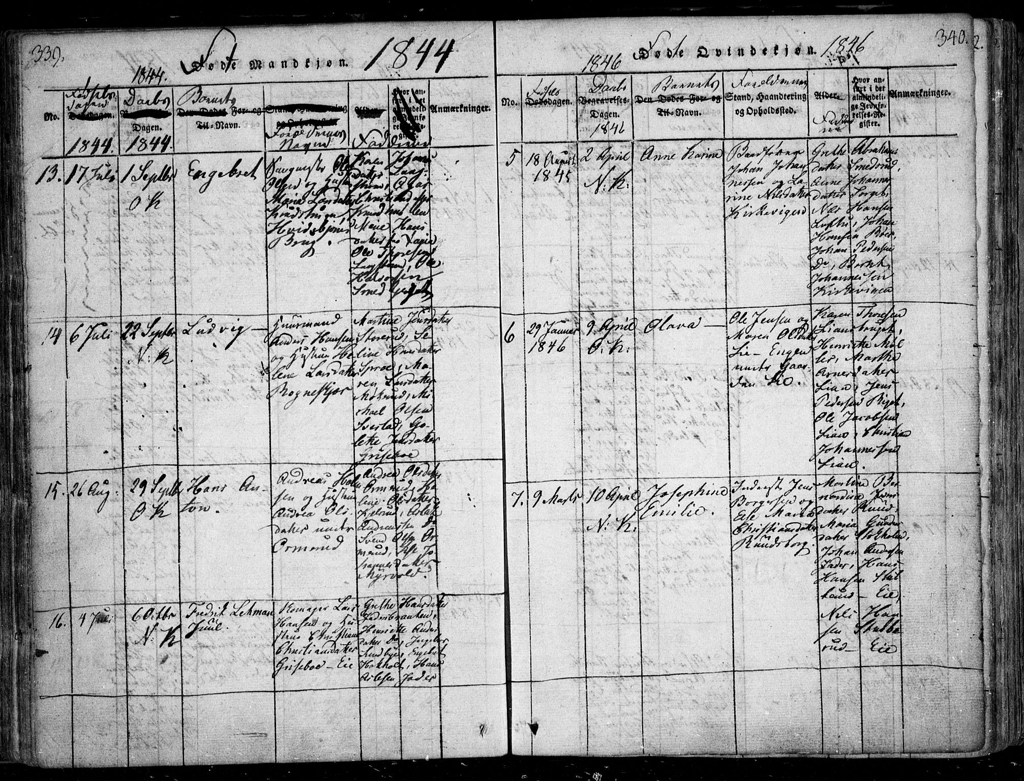 Nesodden prestekontor Kirkebøker, SAO/A-10013/F/Fa/L0006: Parish register (official) no. I 6, 1814-1847, p. 339-340