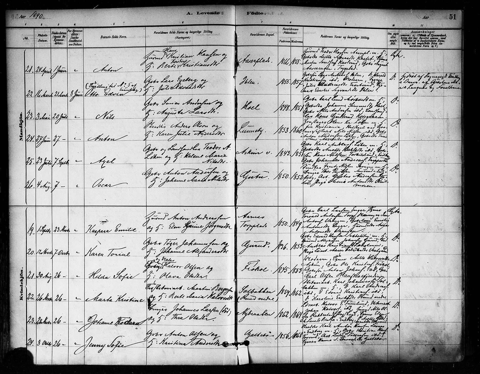 Askim prestekontor Kirkebøker, AV/SAO-A-10900/F/Fa/L0007: Parish register (official) no. 7, 1882-1897, p. 51