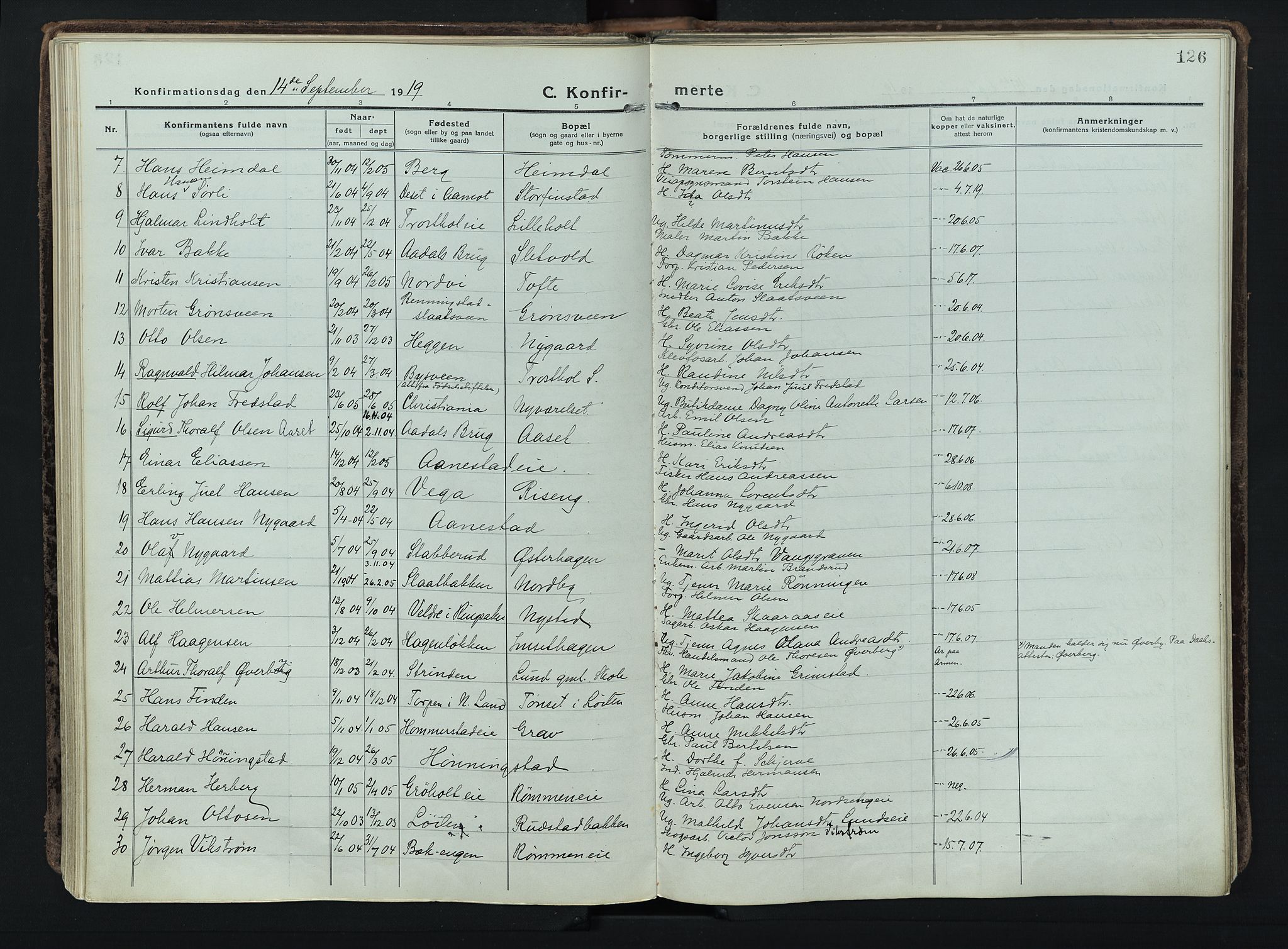 Løten prestekontor, SAH/PREST-022/K/Ka/L0012: Parish register (official) no. 12, 1918-1926, p. 126