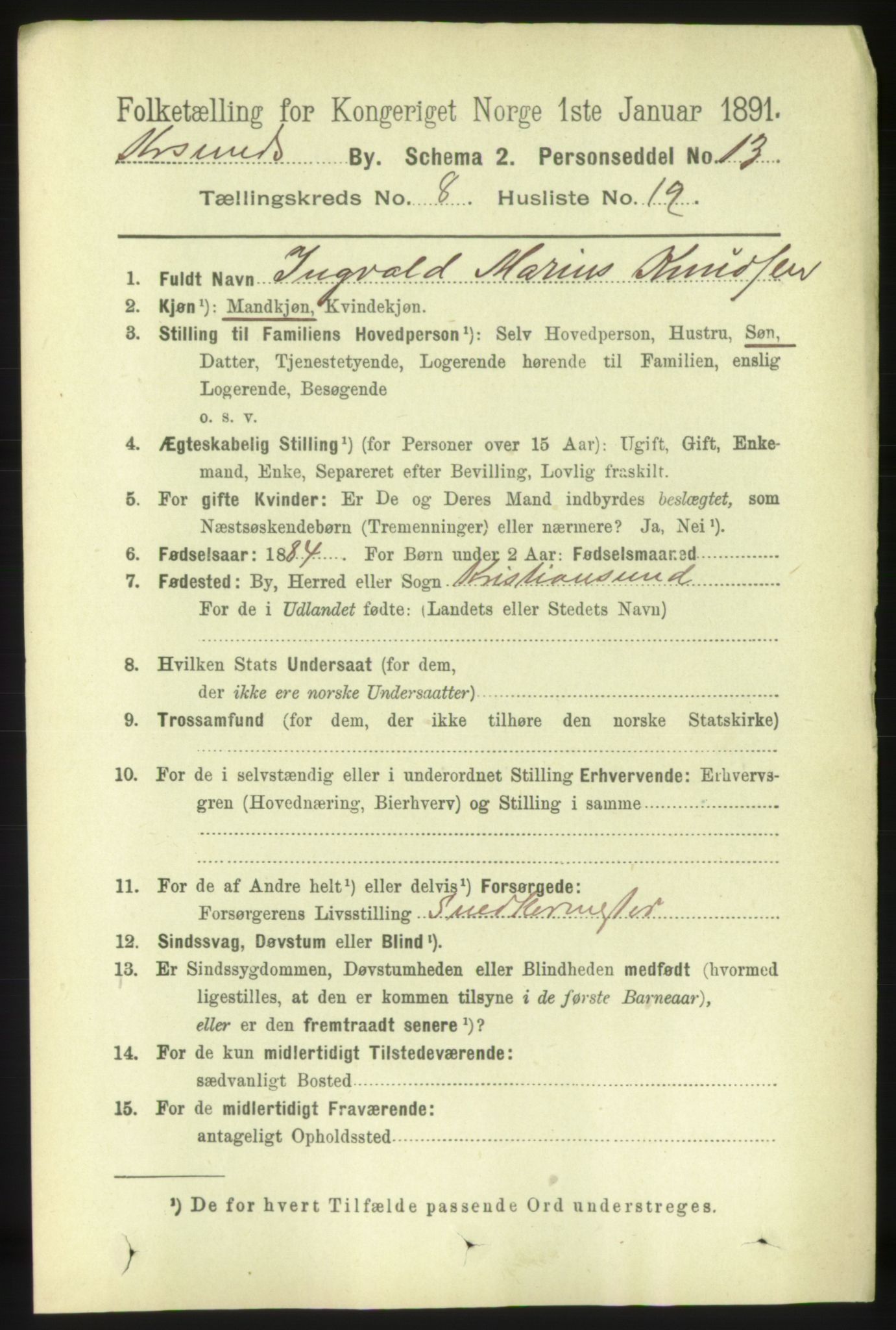 RA, 1891 census for 1503 Kristiansund, 1891, p. 6571