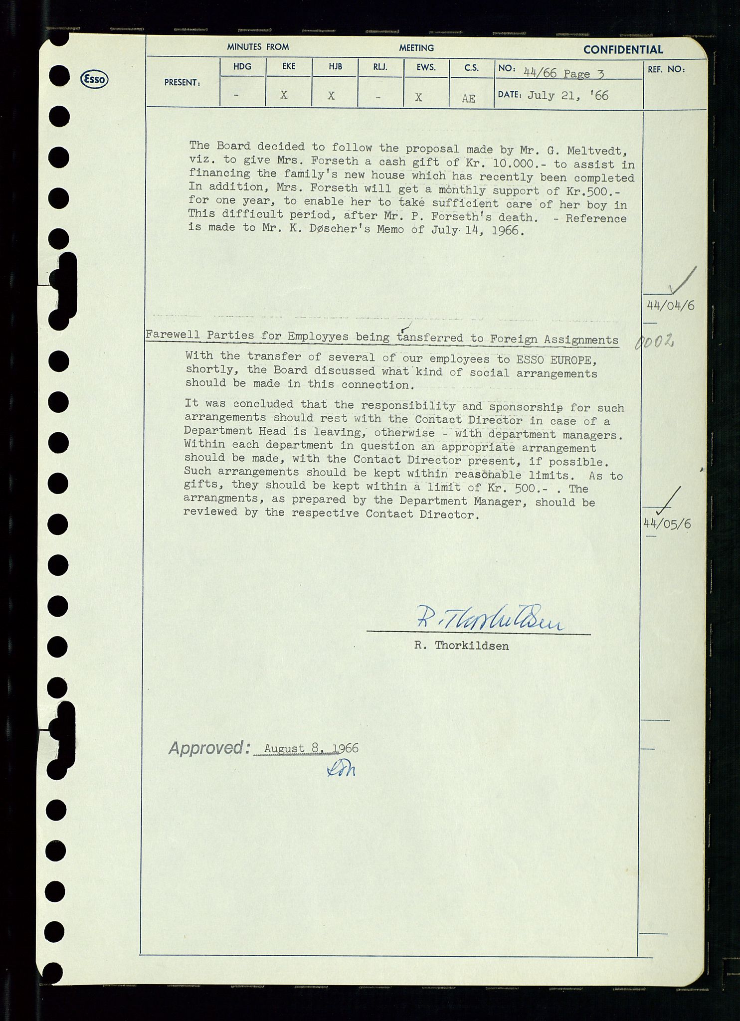 Pa 0982 - Esso Norge A/S, SAST/A-100448/A/Aa/L0002/0002: Den administrerende direksjon Board minutes (styrereferater) / Den administrerende direksjon Board minutes (styrereferater), 1966, p. 93