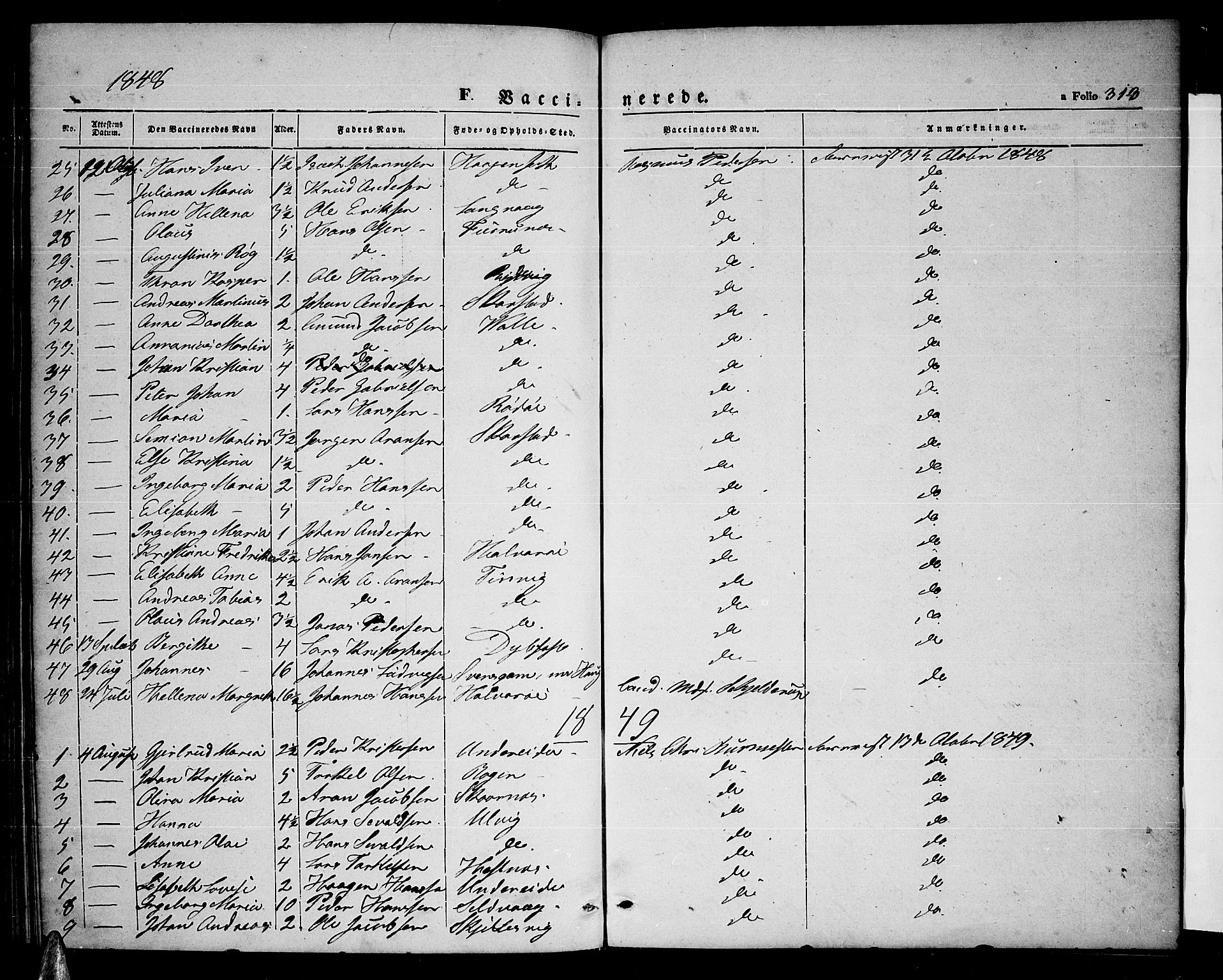 Ministerialprotokoller, klokkerbøker og fødselsregistre - Nordland, AV/SAT-A-1459/872/L1045: Parish register (copy) no. 872C01, 1840-1851, p. 313