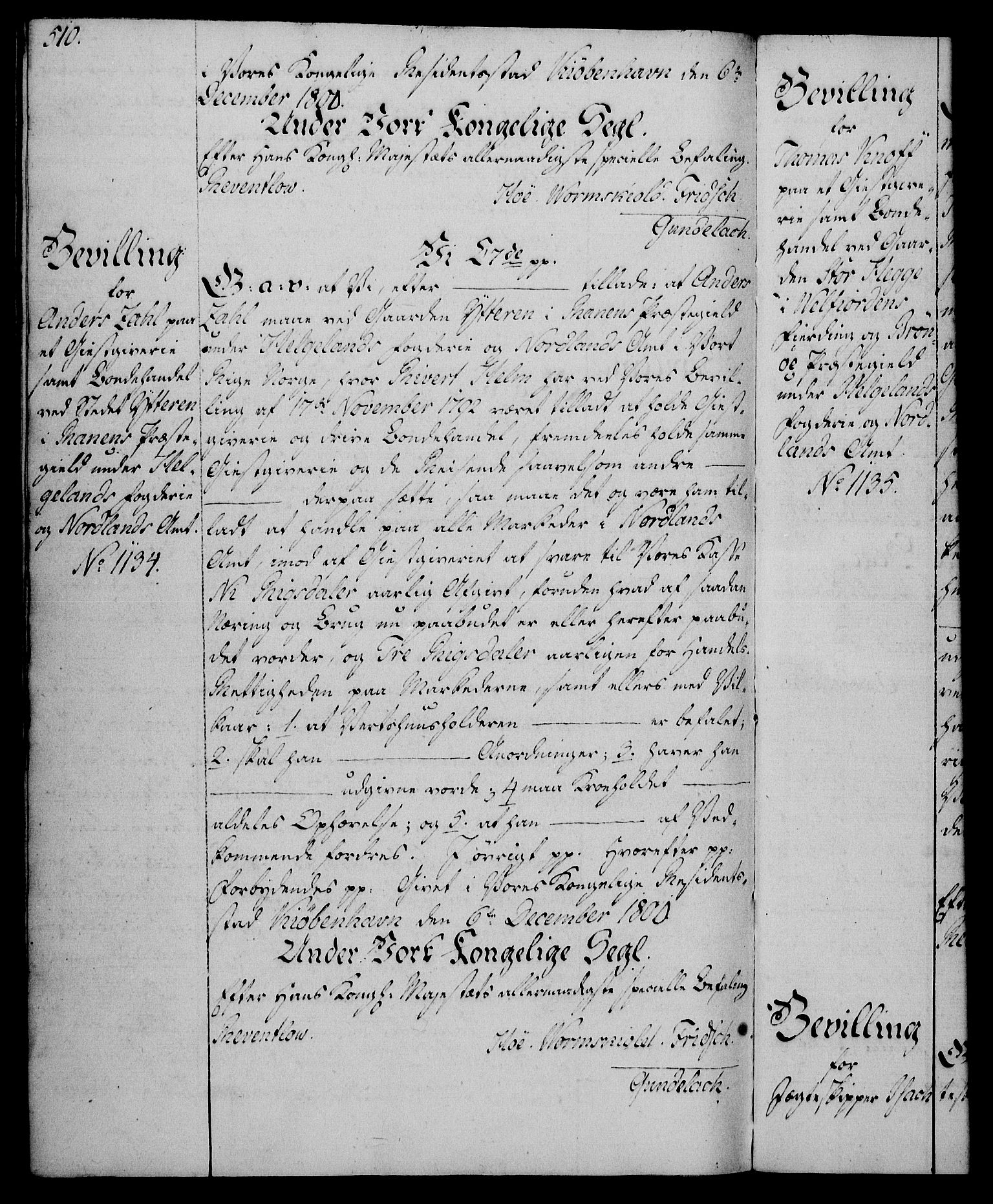 Rentekammeret, Kammerkanselliet, AV/RA-EA-3111/G/Gg/Gga/L0016: Norsk ekspedisjonsprotokoll med register (merket RK 53.16), 1794-1800, p. 510