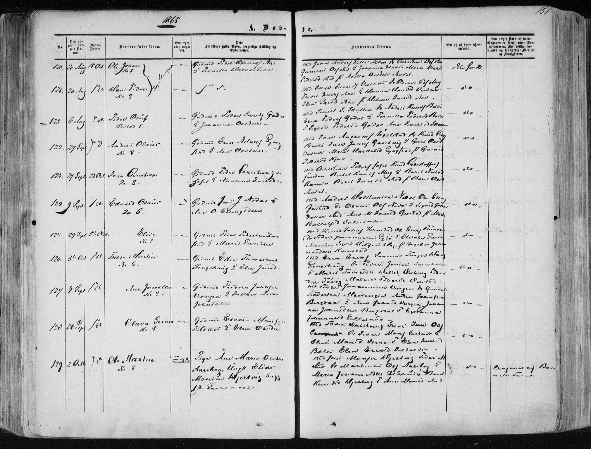 Ministerialprotokoller, klokkerbøker og fødselsregistre - Møre og Romsdal, AV/SAT-A-1454/568/L0804: Parish register (official) no. 568A11, 1854-1868, p. 151