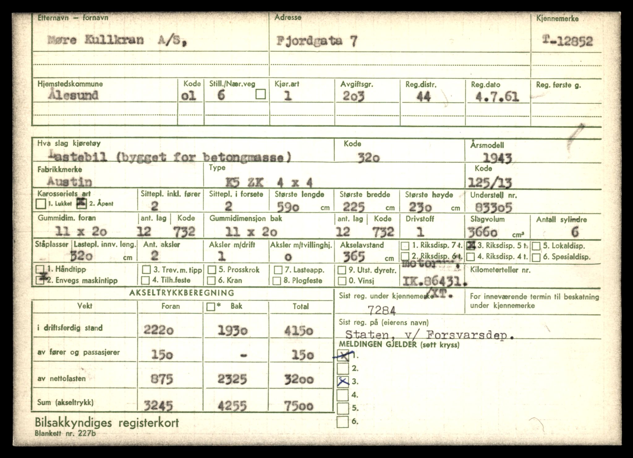 Møre og Romsdal vegkontor - Ålesund trafikkstasjon, AV/SAT-A-4099/F/Fe/L0036: Registreringskort for kjøretøy T 12831 - T 13030, 1927-1998, p. 429