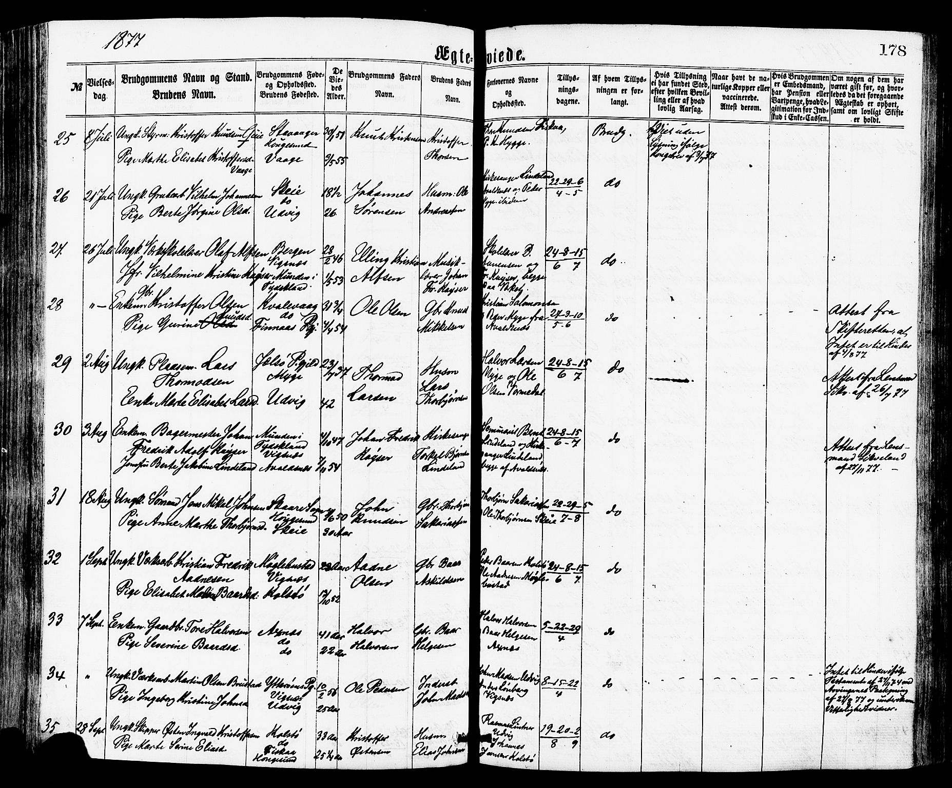 Avaldsnes sokneprestkontor, AV/SAST-A -101851/H/Ha/Haa/L0012: Parish register (official) no. A 12, 1865-1880, p. 178