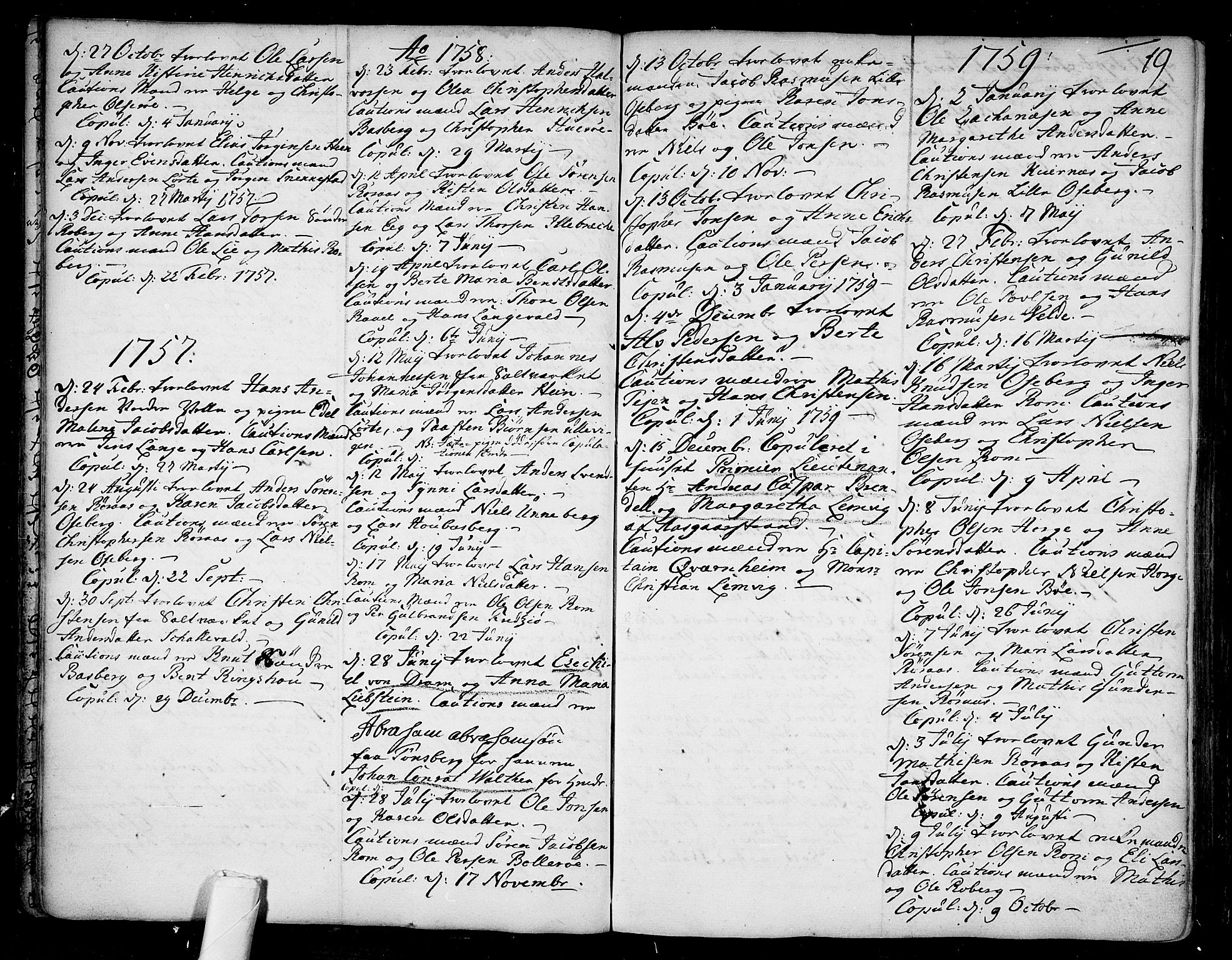 Sem kirkebøker, SAKO/A-5/F/Fb/L0001: Parish register (official) no. II 1, 1702-1764, p. 19