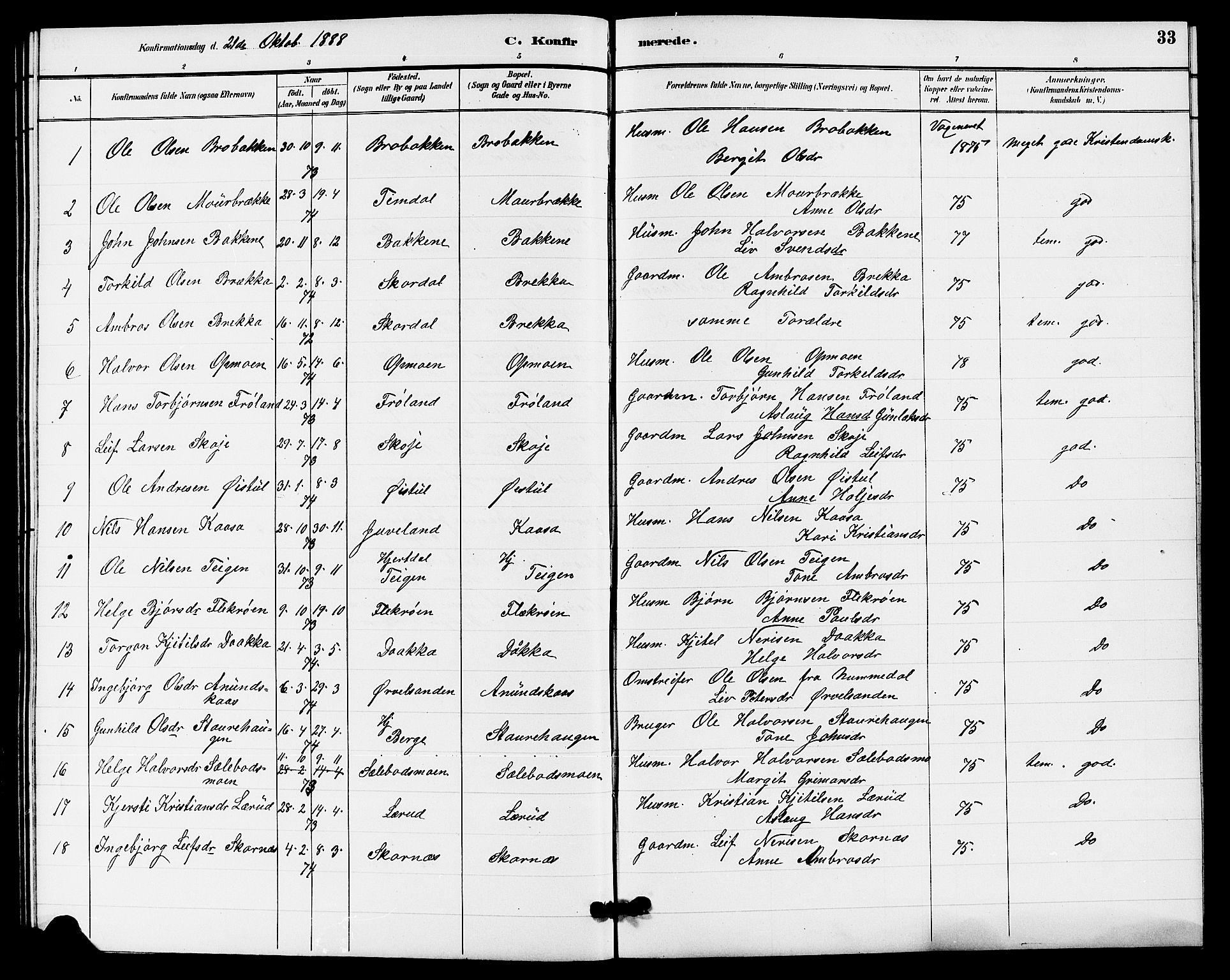 Hjartdal kirkebøker, SAKO/A-270/G/Gb/L0003: Parish register (copy) no. II 3, 1884-1899, p. 33