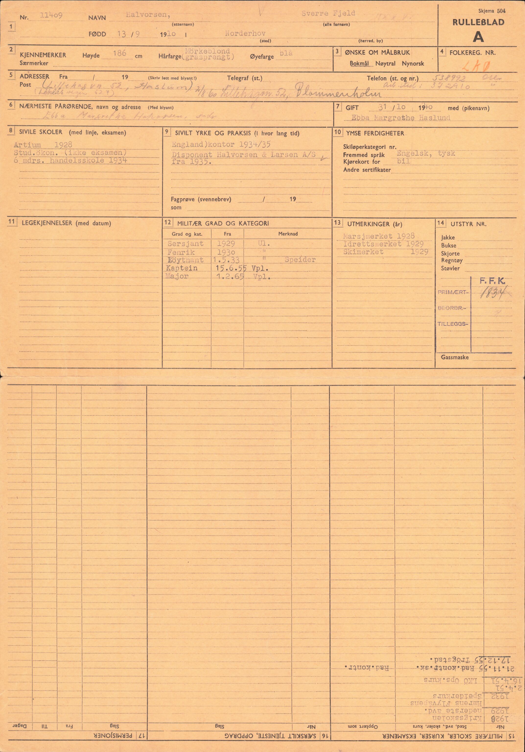 Forsvaret, Forsvarets overkommando/Luftforsvarsstaben, RA/RAFA-4079/P/Pa/L0024: Personellpapirer, 1910, p. 321