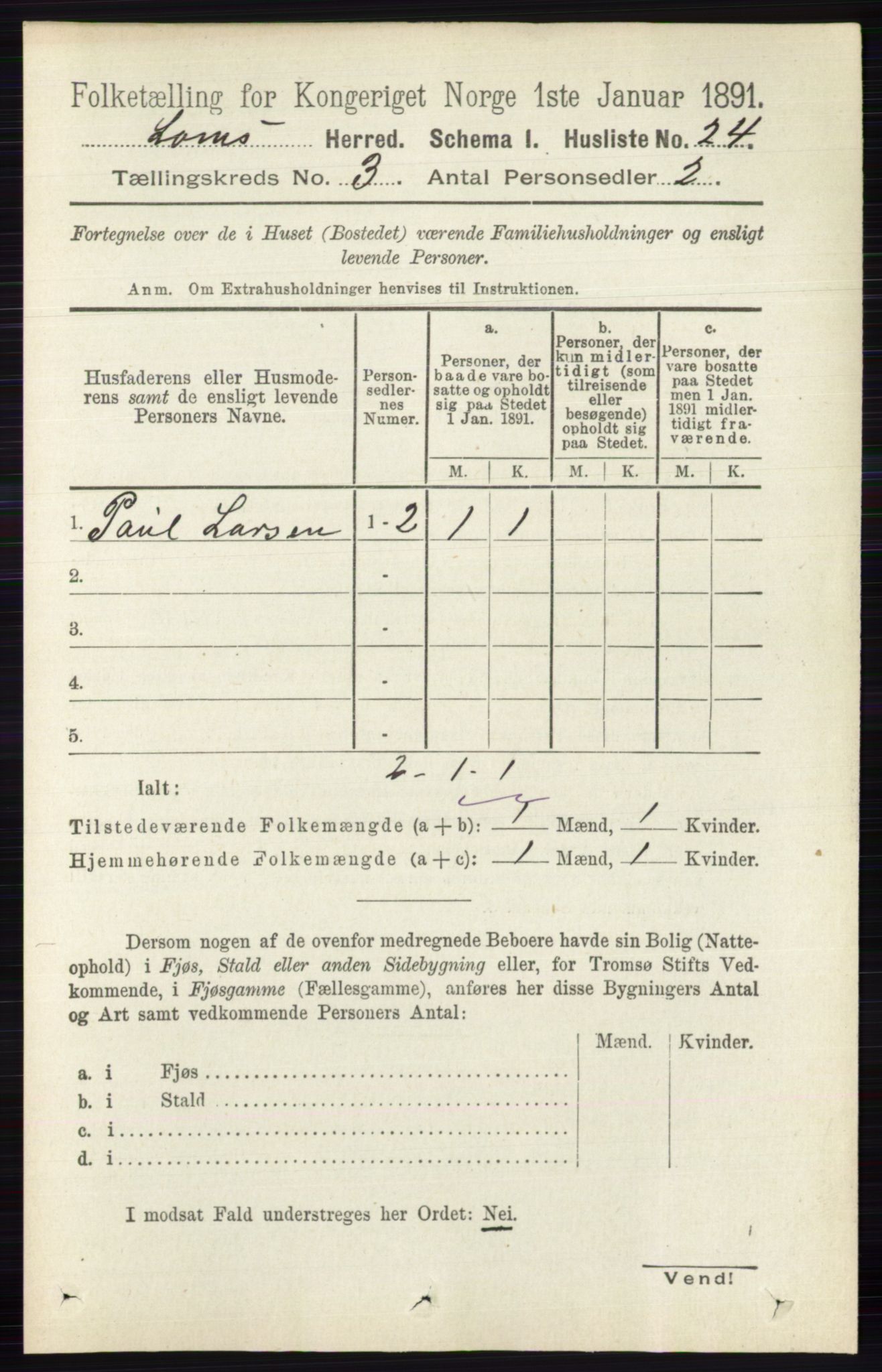 RA, 1891 census for 0514 Lom, 1891, p. 1248