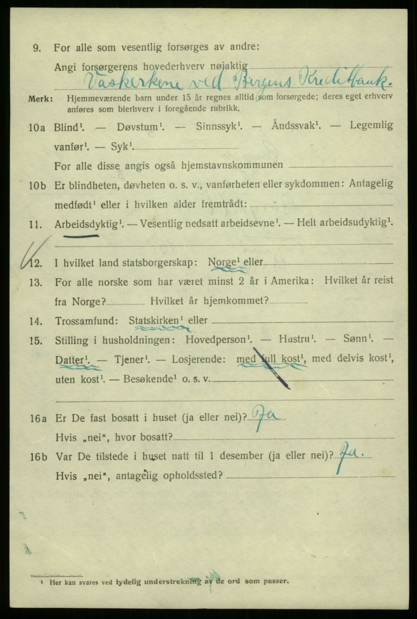 SAB, 1920 census for Bergen, 1920, p. 156636